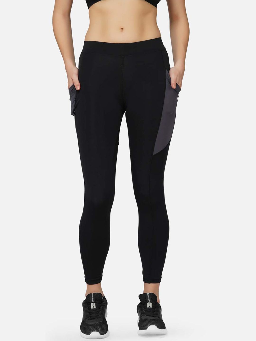 IMPERATIVE Women Black Solid Slim Fit Tights Price in India