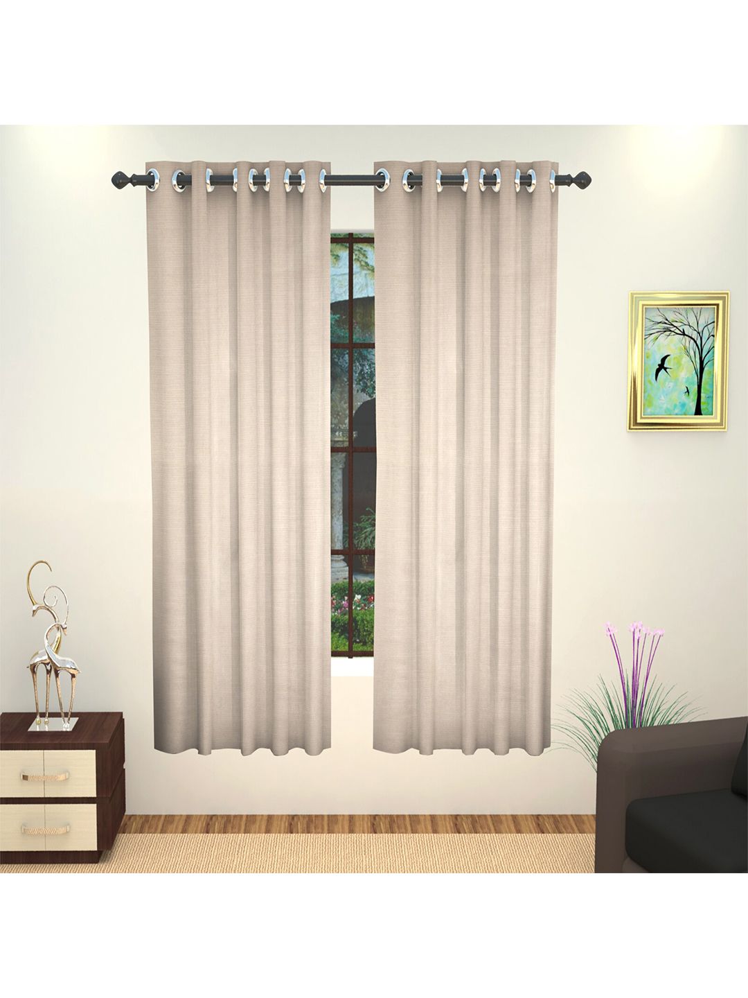 Lushomes Beige Window Curtain Price in India