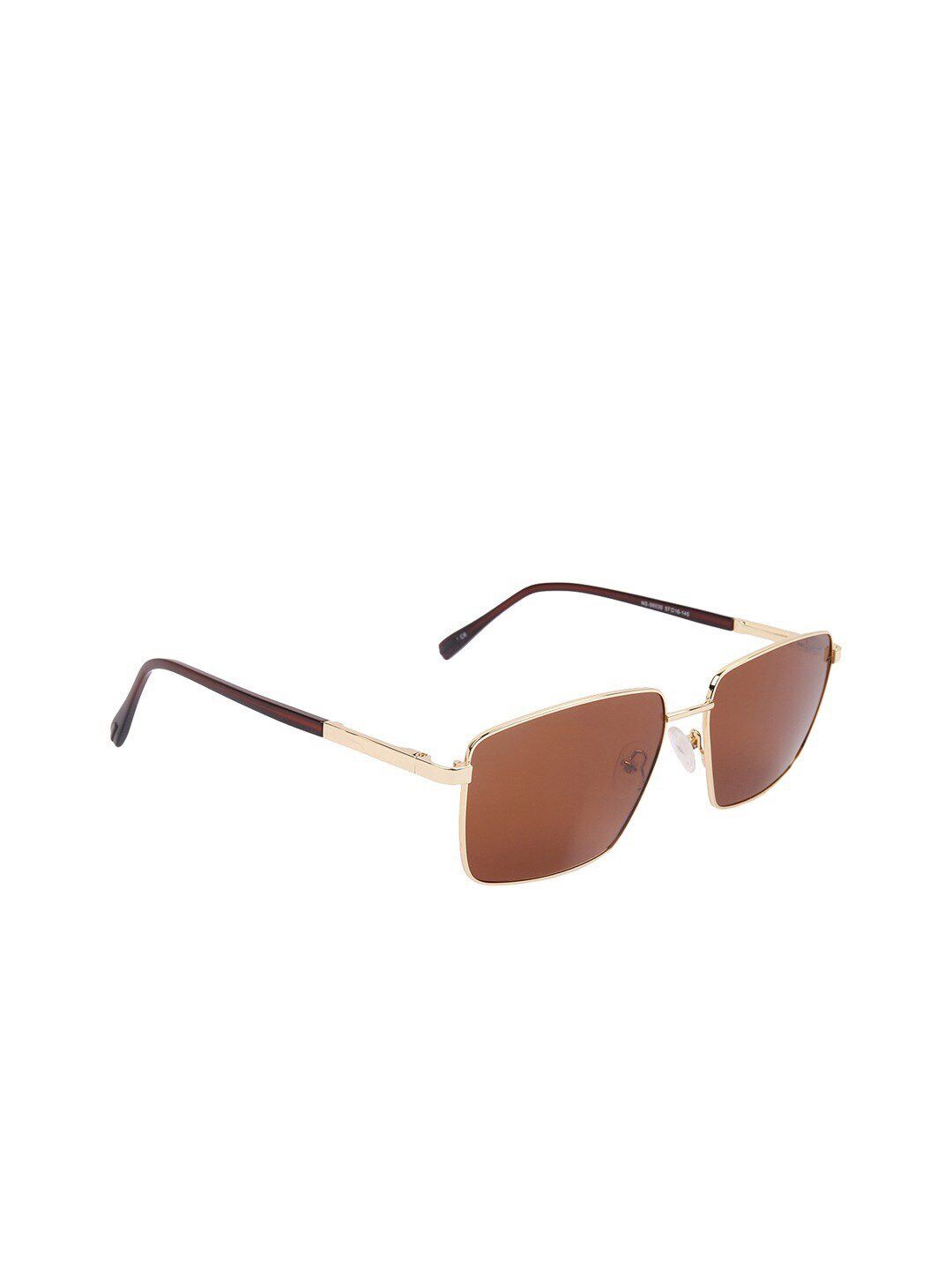 MARC LOUIS Unisex Brown Lens & Gold Polarised & UV Protected Lens Rectangle Sunglasses Price in India