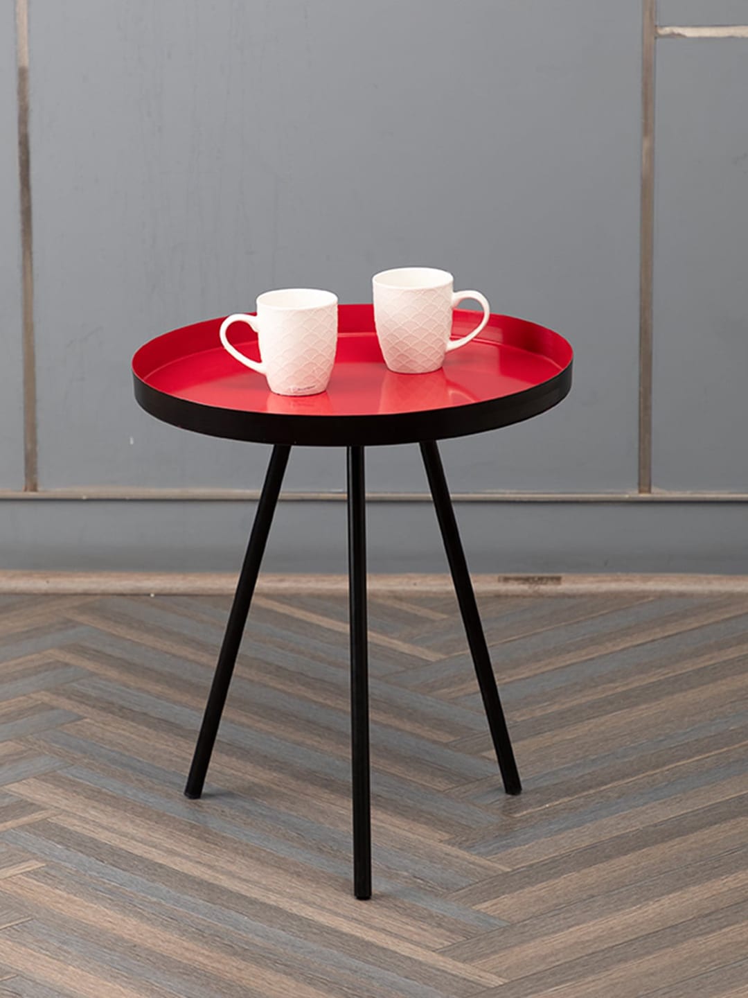 MARKET99 Red & Black Metal Round Side Table Price in India