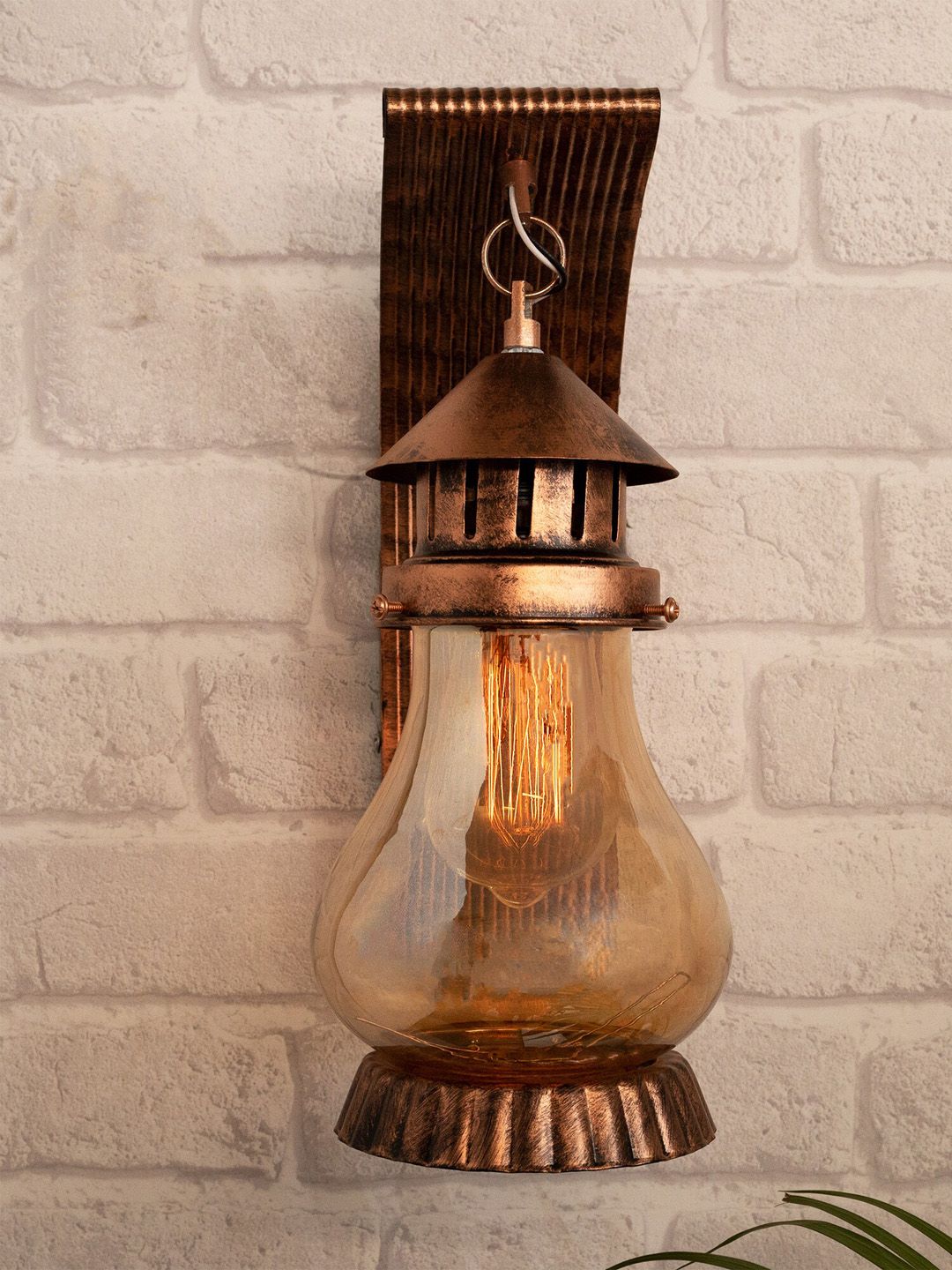 Homesake Copper-Toned Wall Lantern With Oil Rubbed Rust Finish Price in India