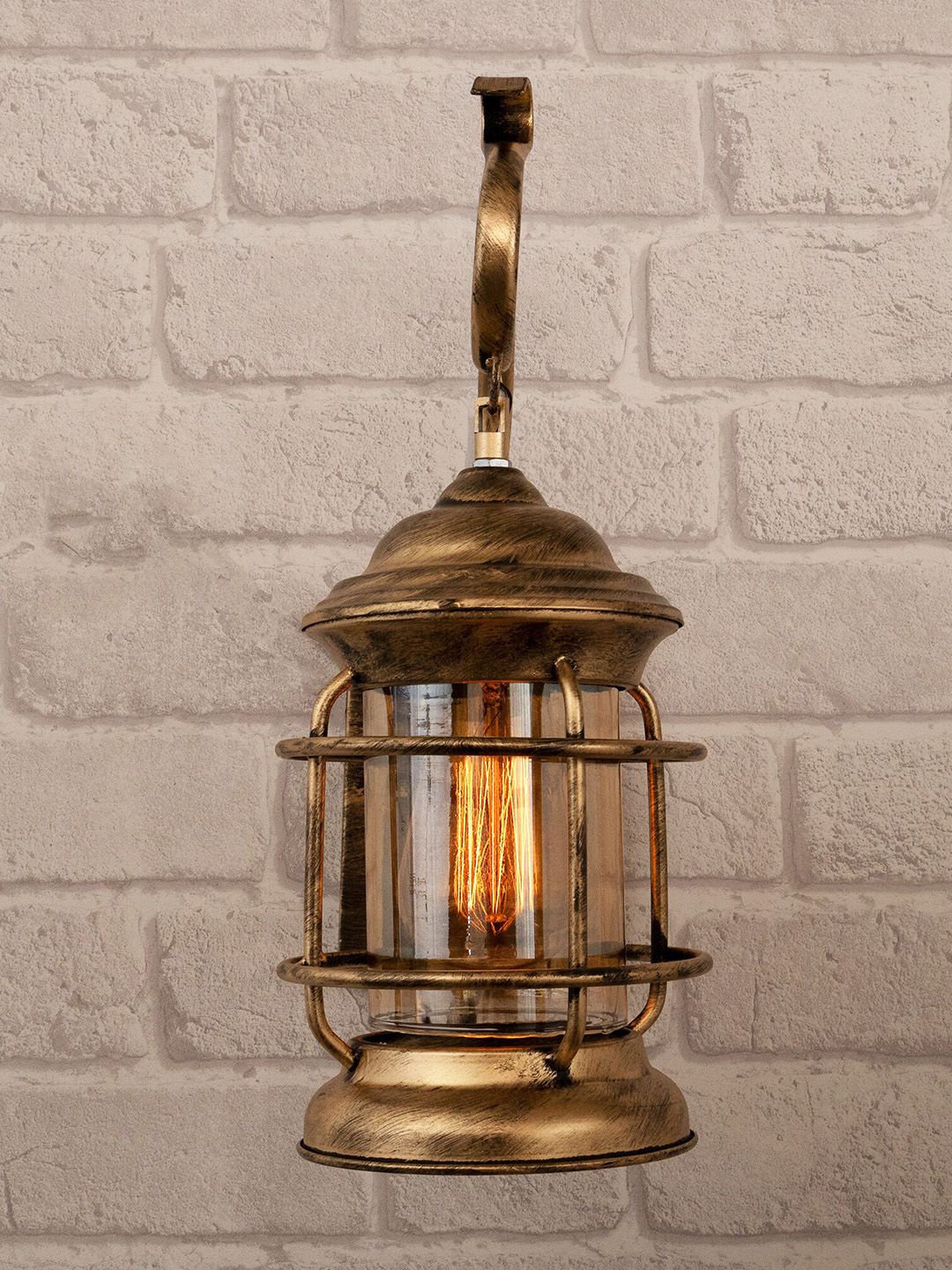 Homesake  Antique Gold Toned Oil Rubbed Wall Cage Lamp Price in India