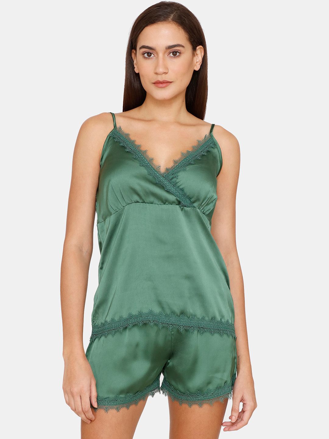 Zivame Women Green Satin Night suit Price in India