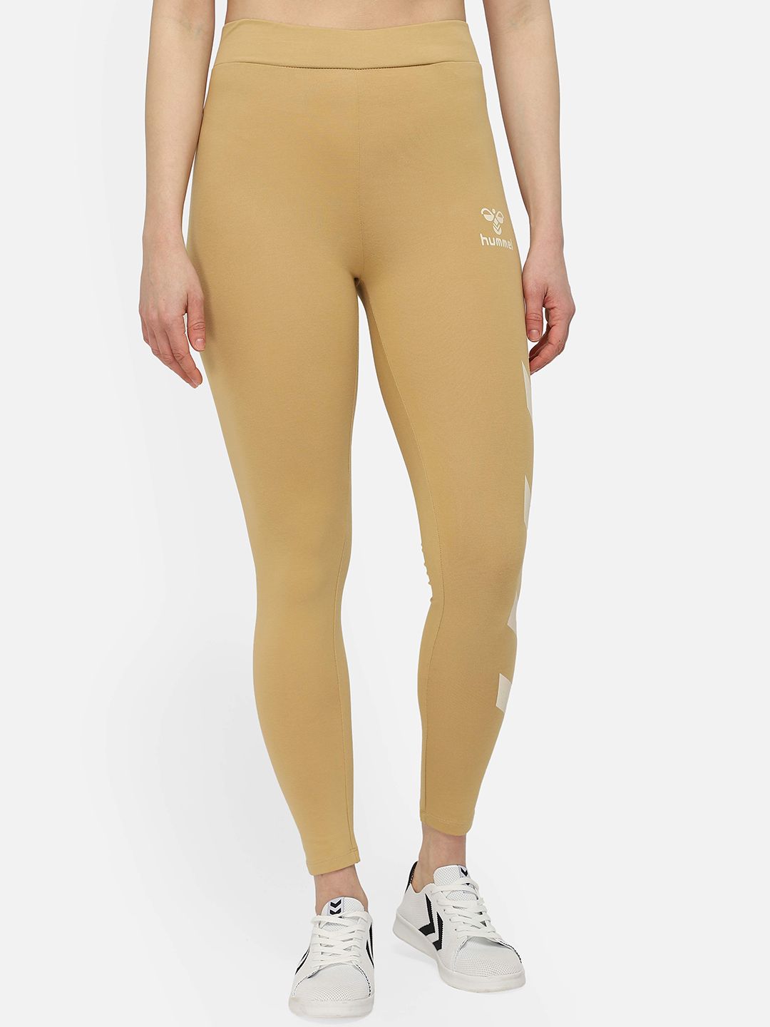 hummel Women Beige Solid High Rise Casual Tights Price in India