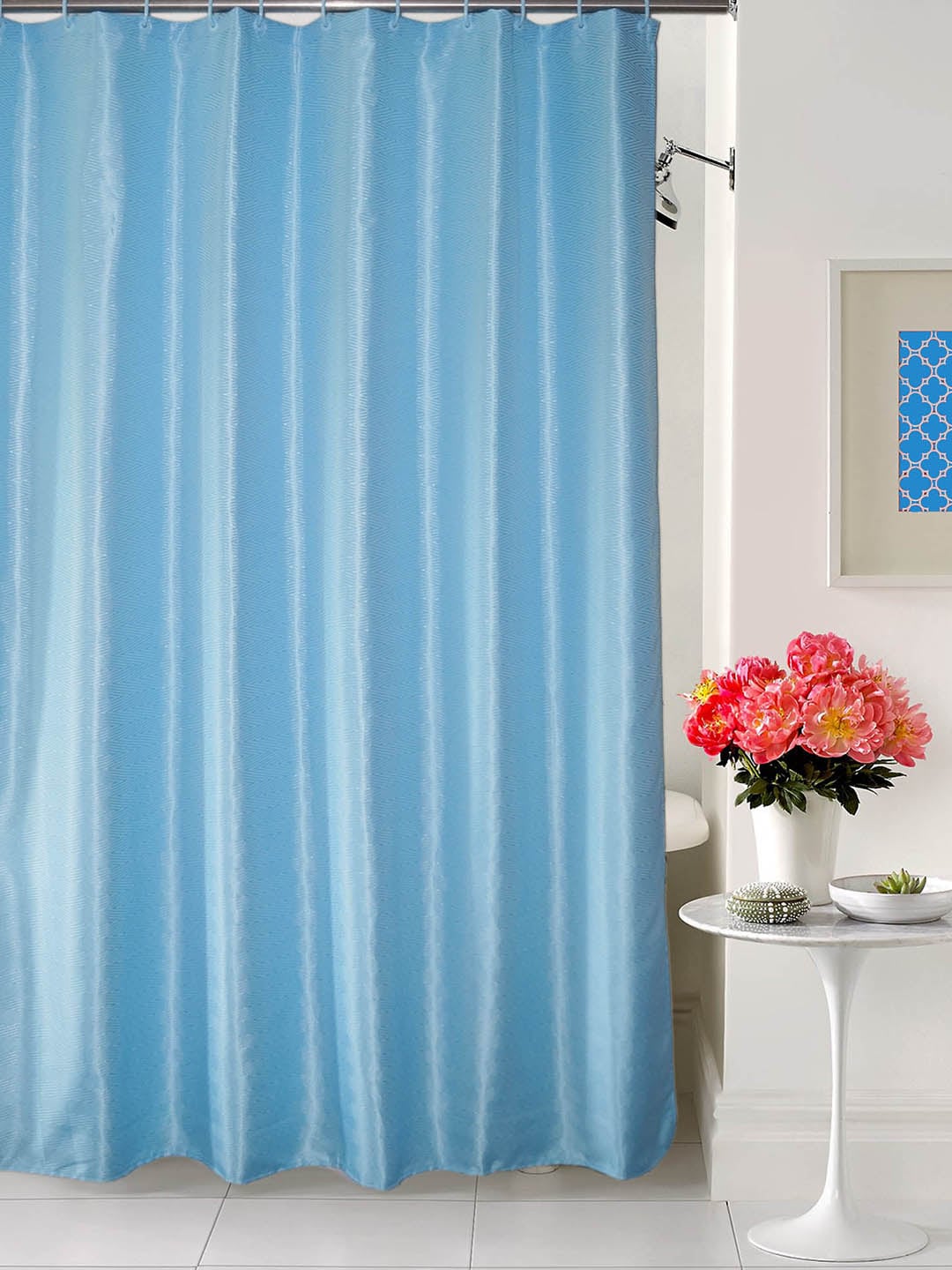 Lushomes Blue Pixel Patterned Shower Curtains Price in India