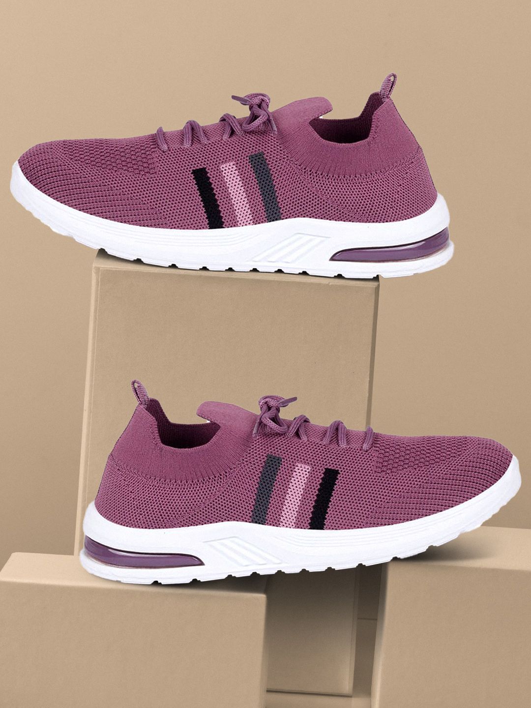 Longwalk Women Purple Textile Non-Marking Walking Lace-Up Shoes Price in India
