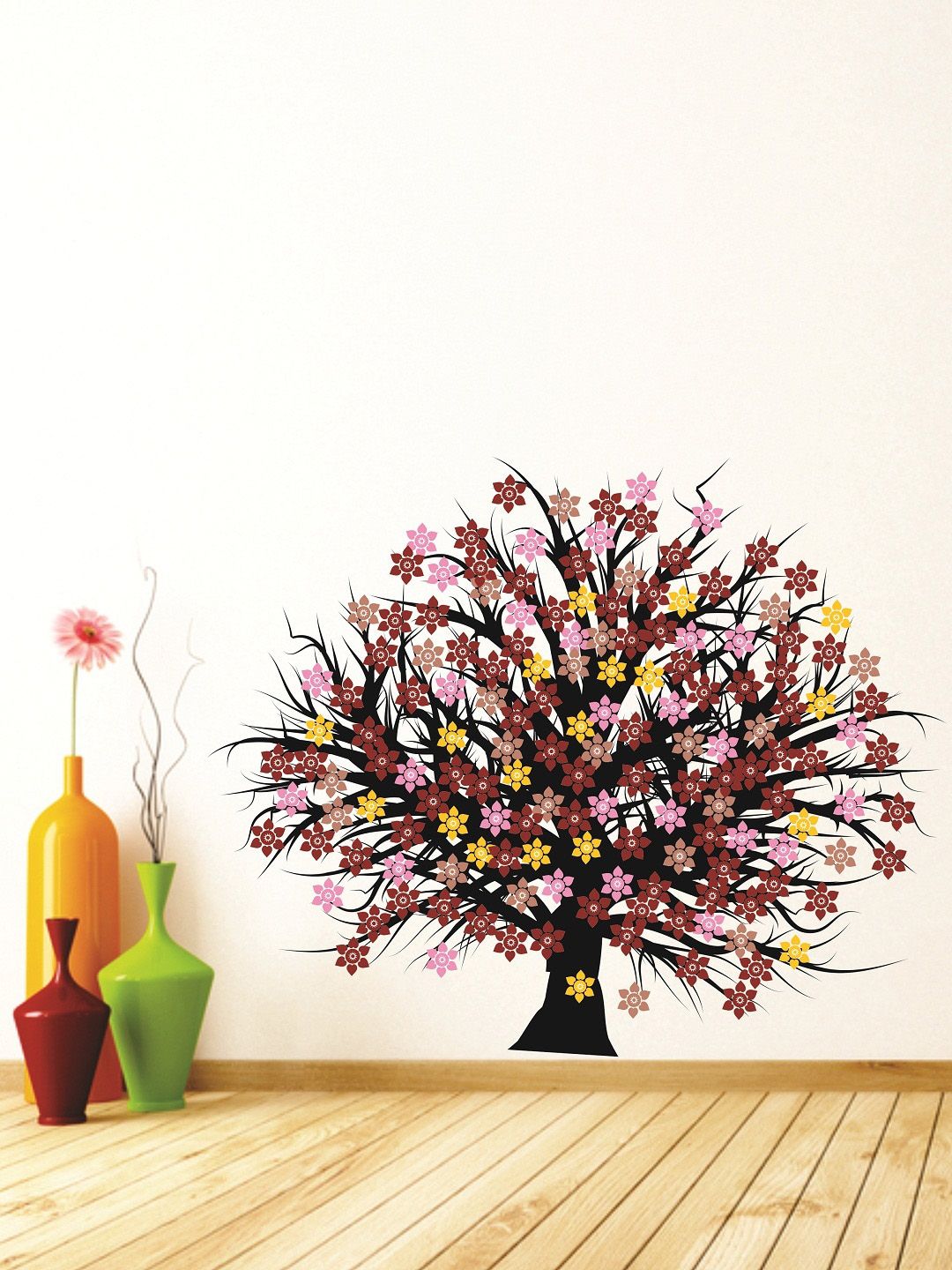 WALLSTICK Black & Pink Tree Wall Sticker Price in India