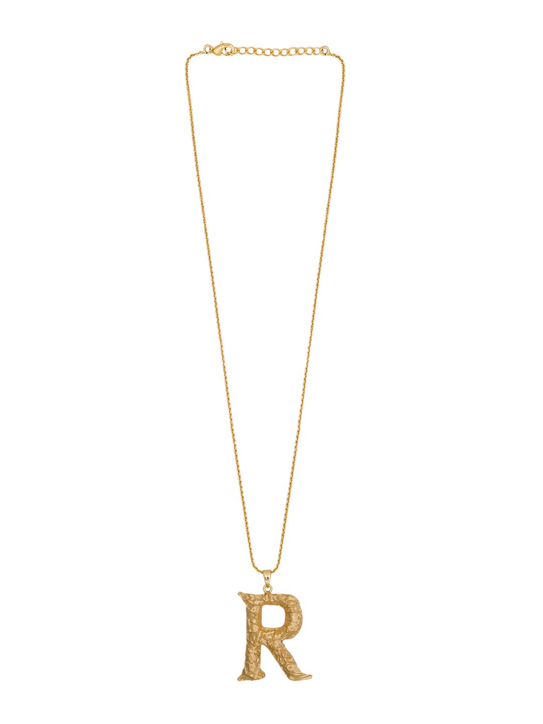 Queen Be Gold-Plated Brass Sun-Dried Letter R Pendant Necklace Price in India