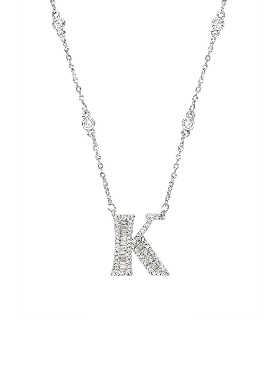 Queen Be Silver-Plated K Alphabet Brass  Necklace Price in India