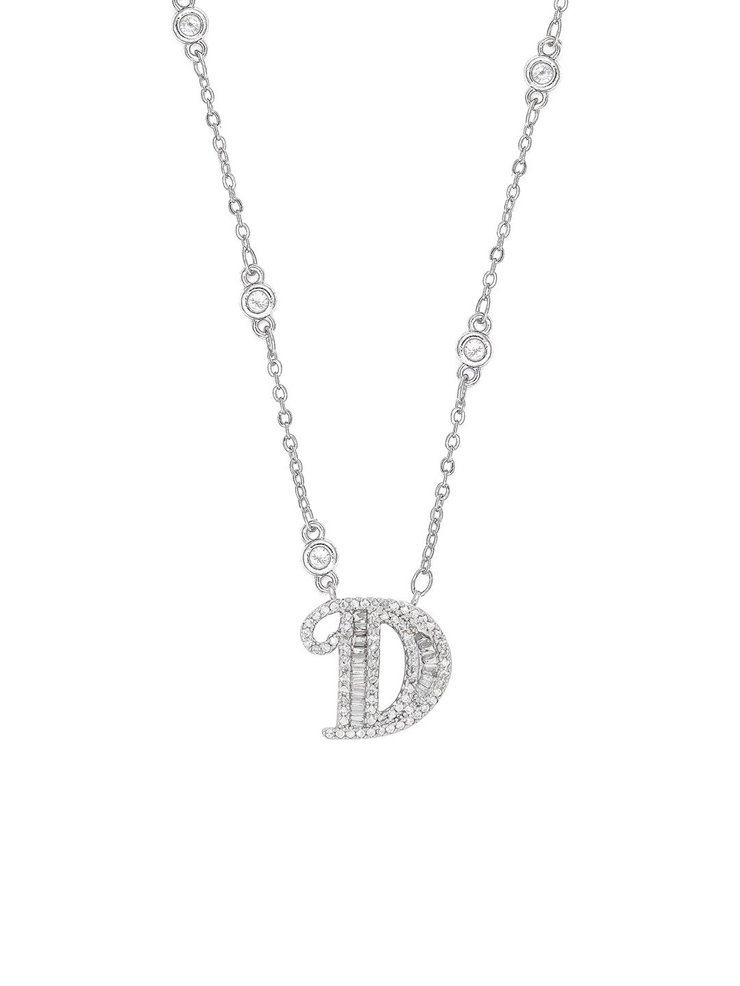 Queen Be White Brass Silver-Plated Alphabet D Chain Price in India