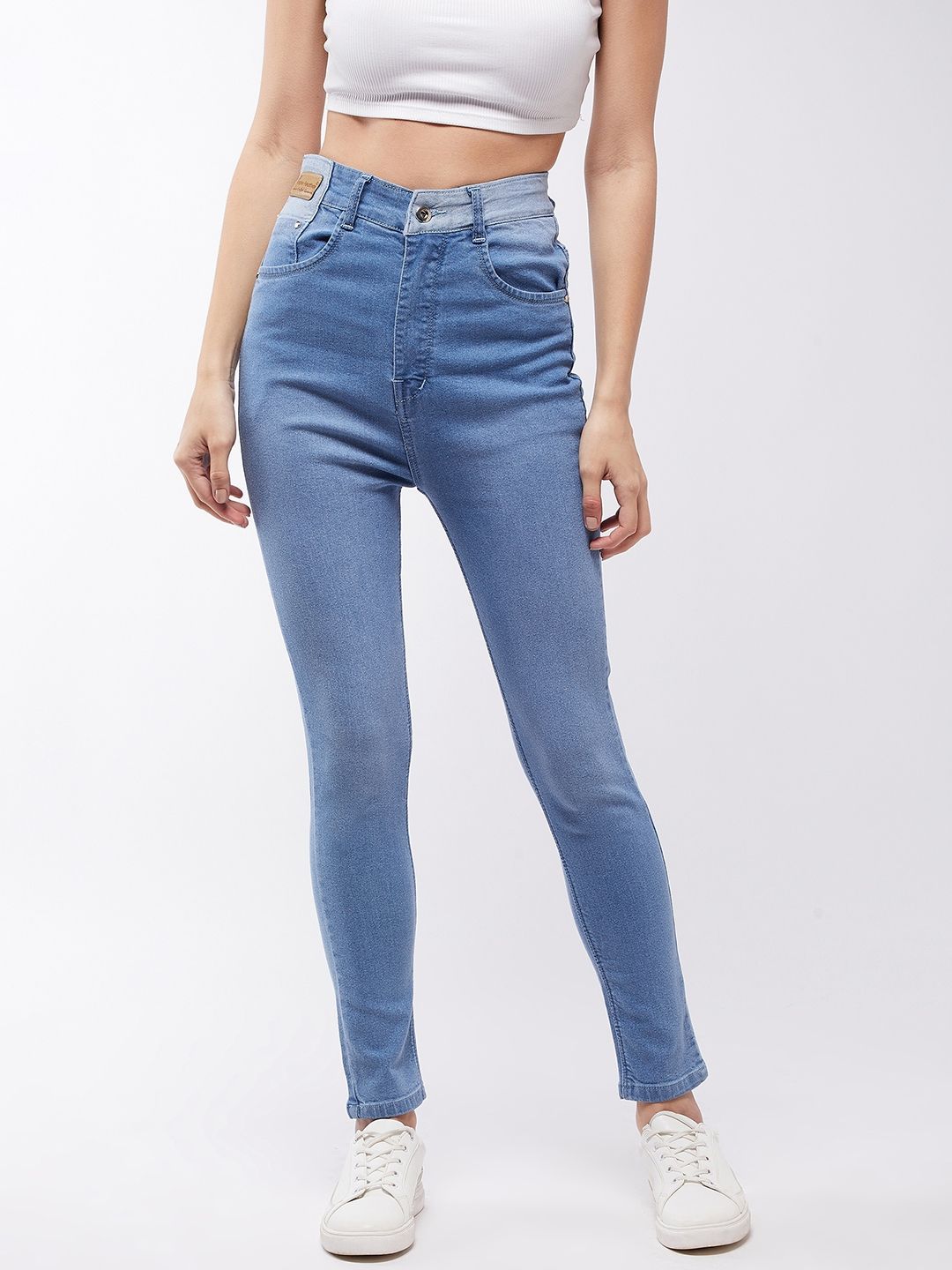 Purple Feather Women Blue Skinny Fit High-Rise Stretchable Jeans Price in India
