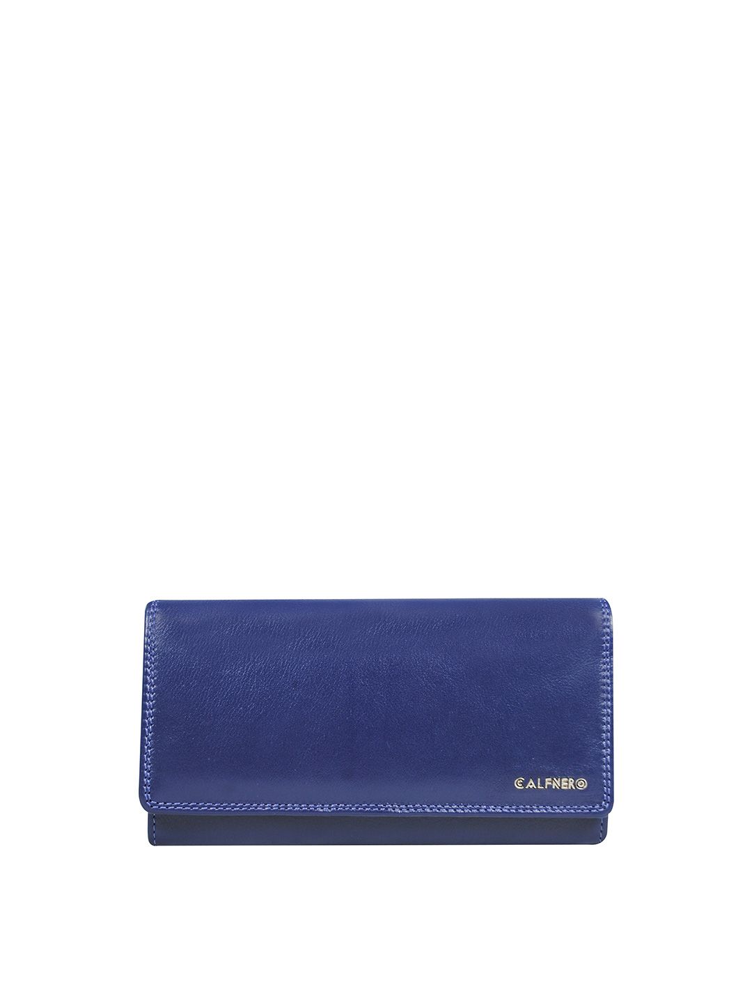 CALFNERO Women Blue Leather Two Fold Wallet Price in India