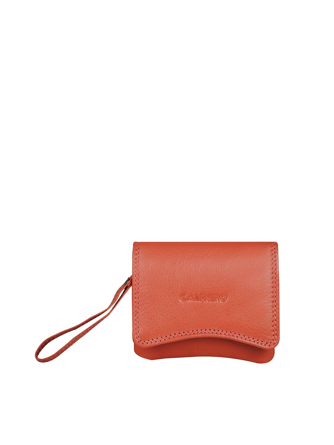 CALFNERO Women Coral Leather Two Fold Wallet Price in India