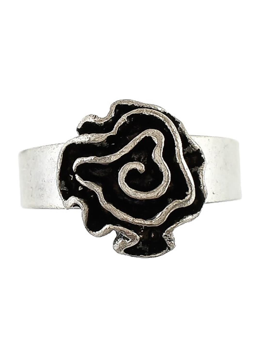 Silvermerc Designs Oxidised Silver-Plated Rose Ring Price in India