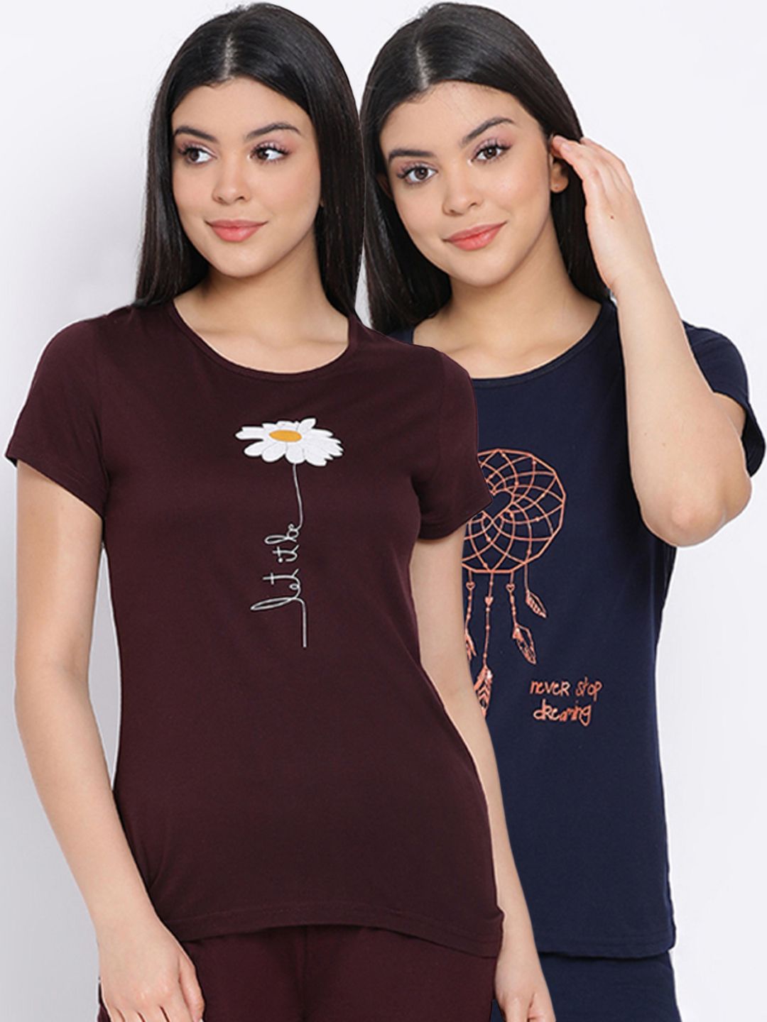 Kanvin Women Pack Of 2 Pure Cotton Lounge T-shirts Price in India