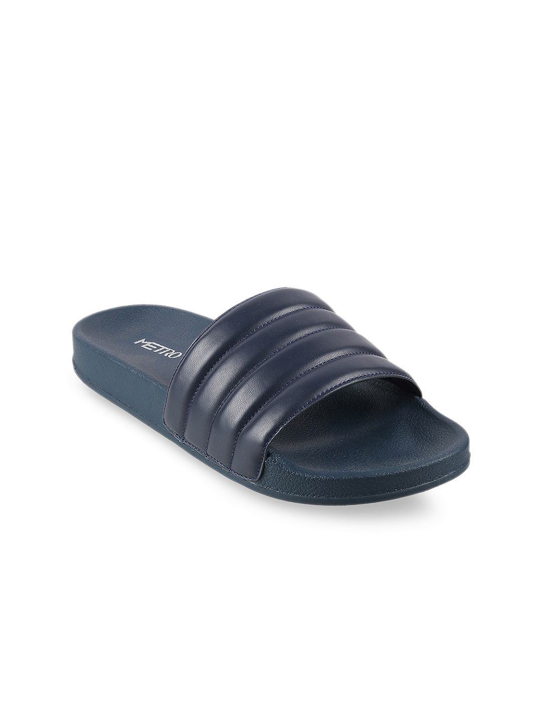 Metro Women Blue Solid Sliders Price in India