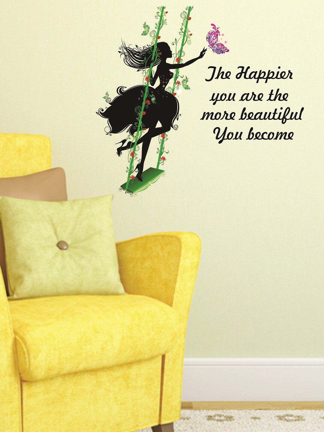 WALLSTICK Black & Green Wall Sticker Price in India