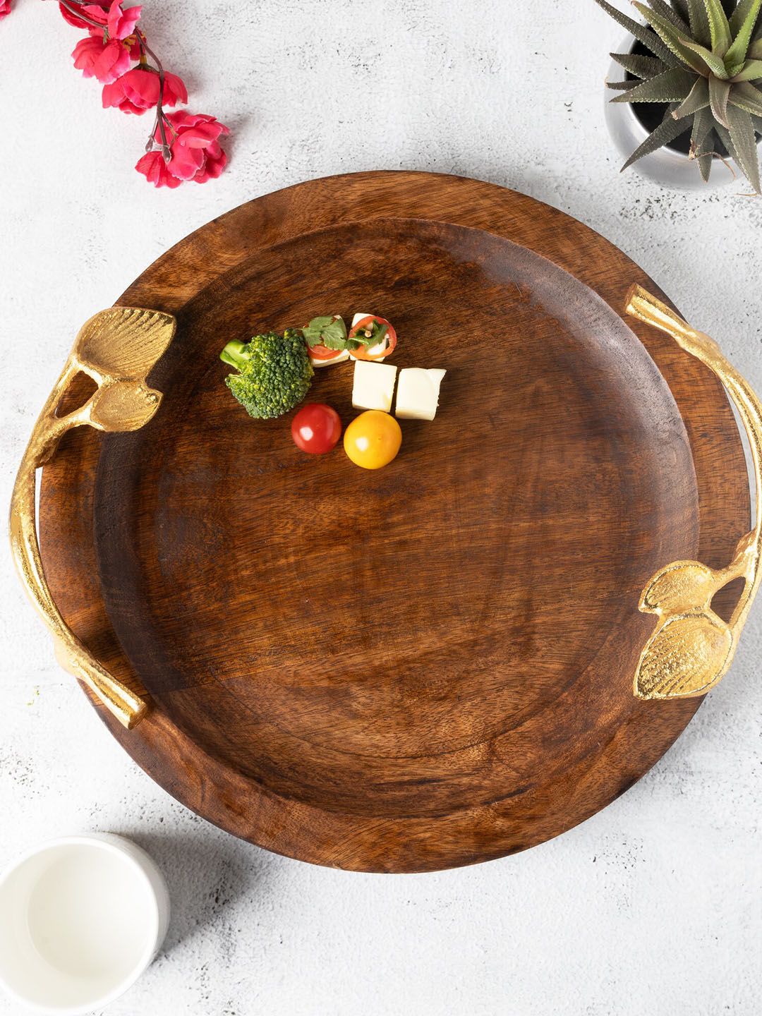 Homesake Brown & Gold-Toned Solid Cheese Platter Price in India