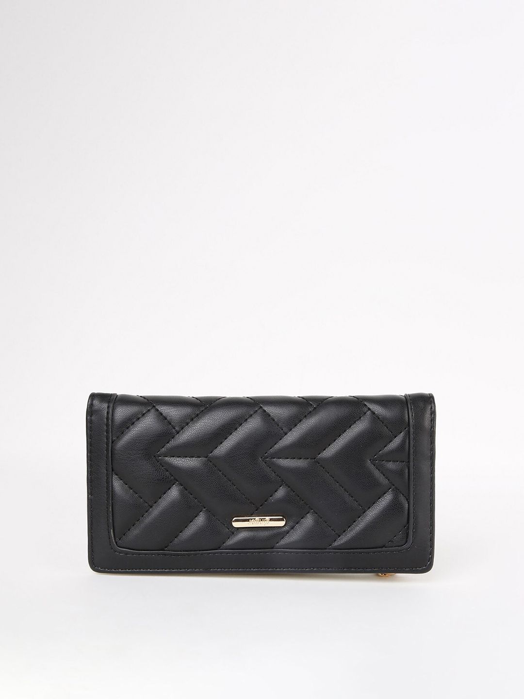 Ginger by Lifestyle Women Black Quilted Two Fold Wallet Price in India