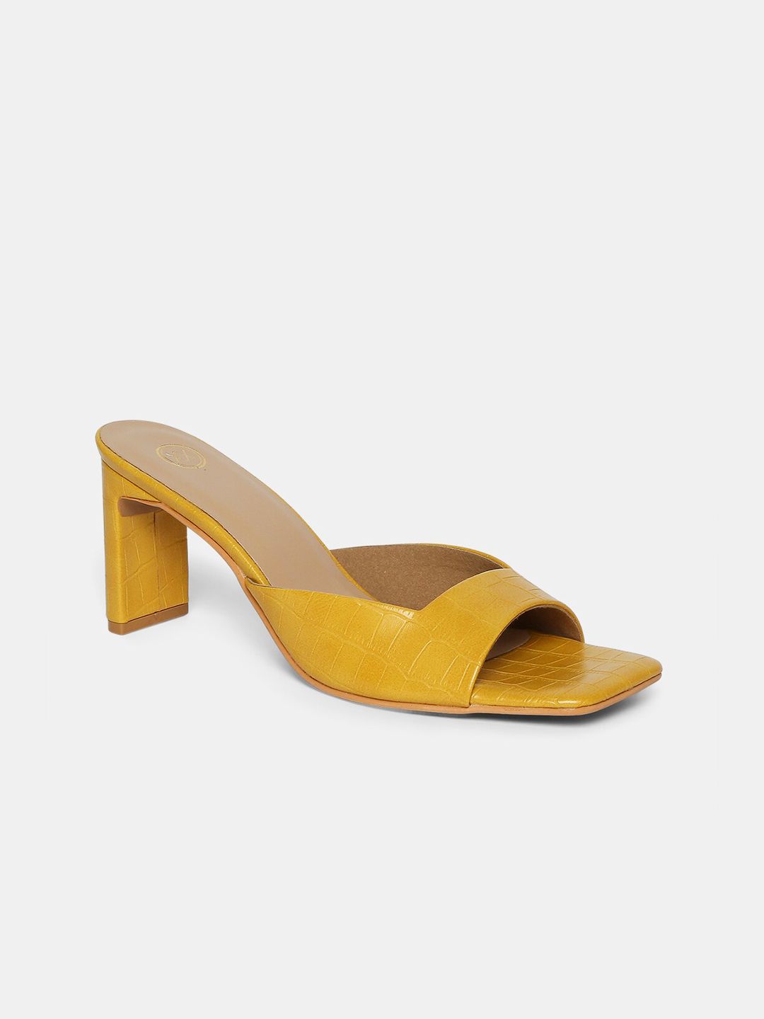 20Dresses Yellow Colourblocked PU Block Peep Toes with Buckles Price in India