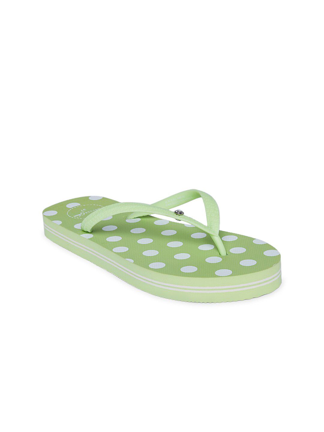 Forever Glam by Pantaloons Women Green & White Printed Thong Flip-Flops Price in India