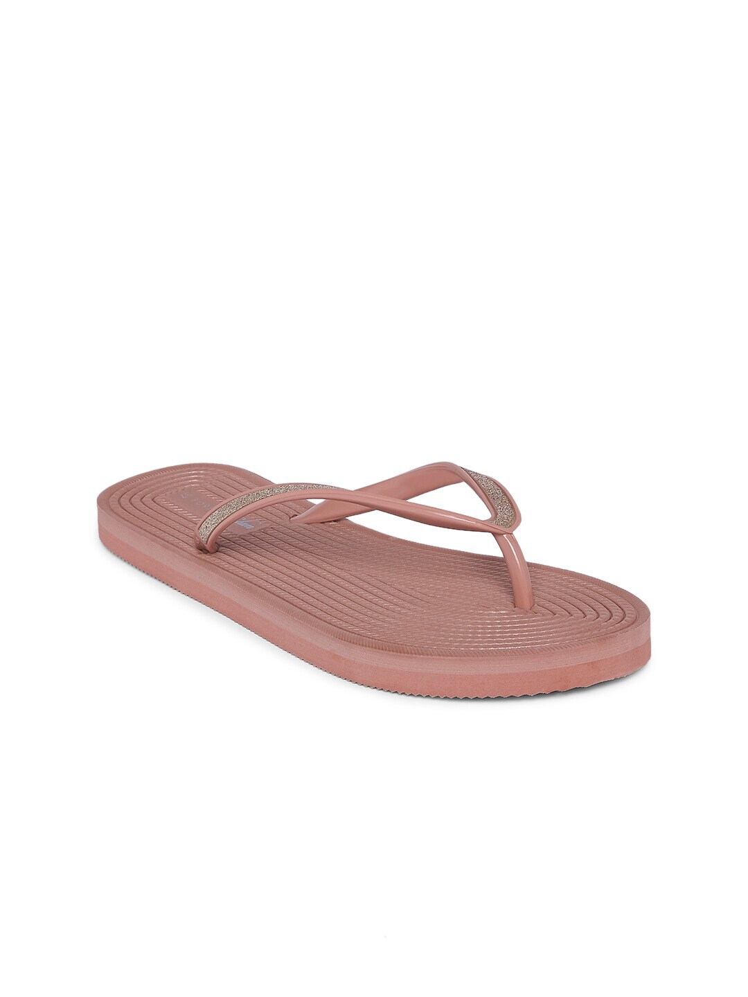 Forever Glam by Pantaloons Women Rose & Silver-Toned Embellished Thong Flip-Flops Price in India