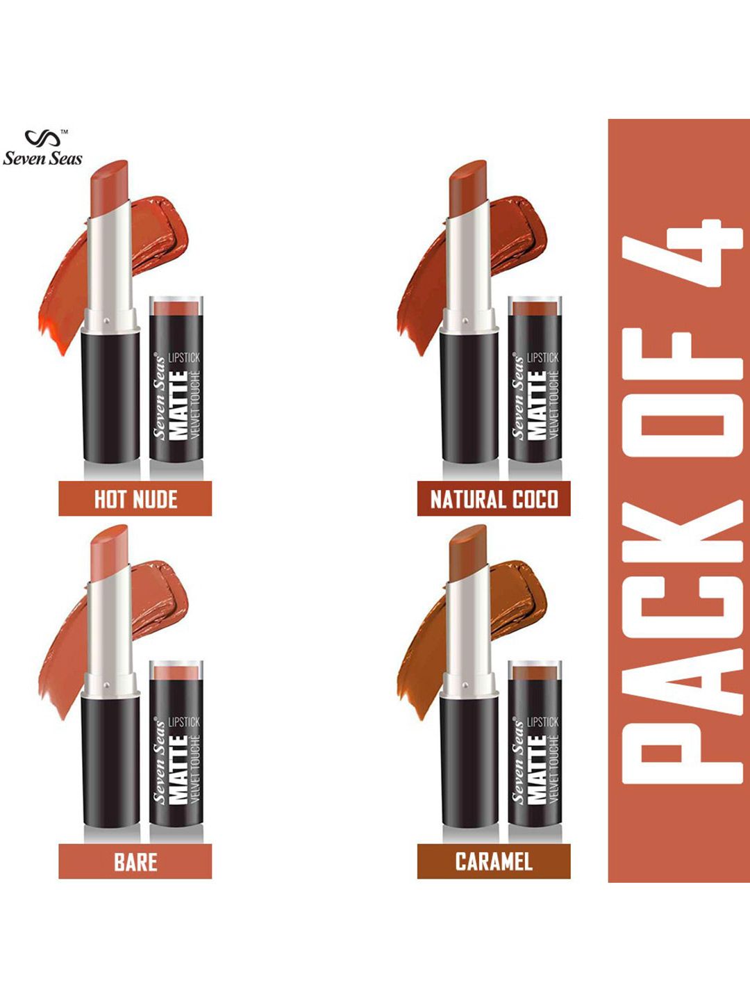 Seven Seas  Pack Of 4 Matte With You Lipstick Price in India