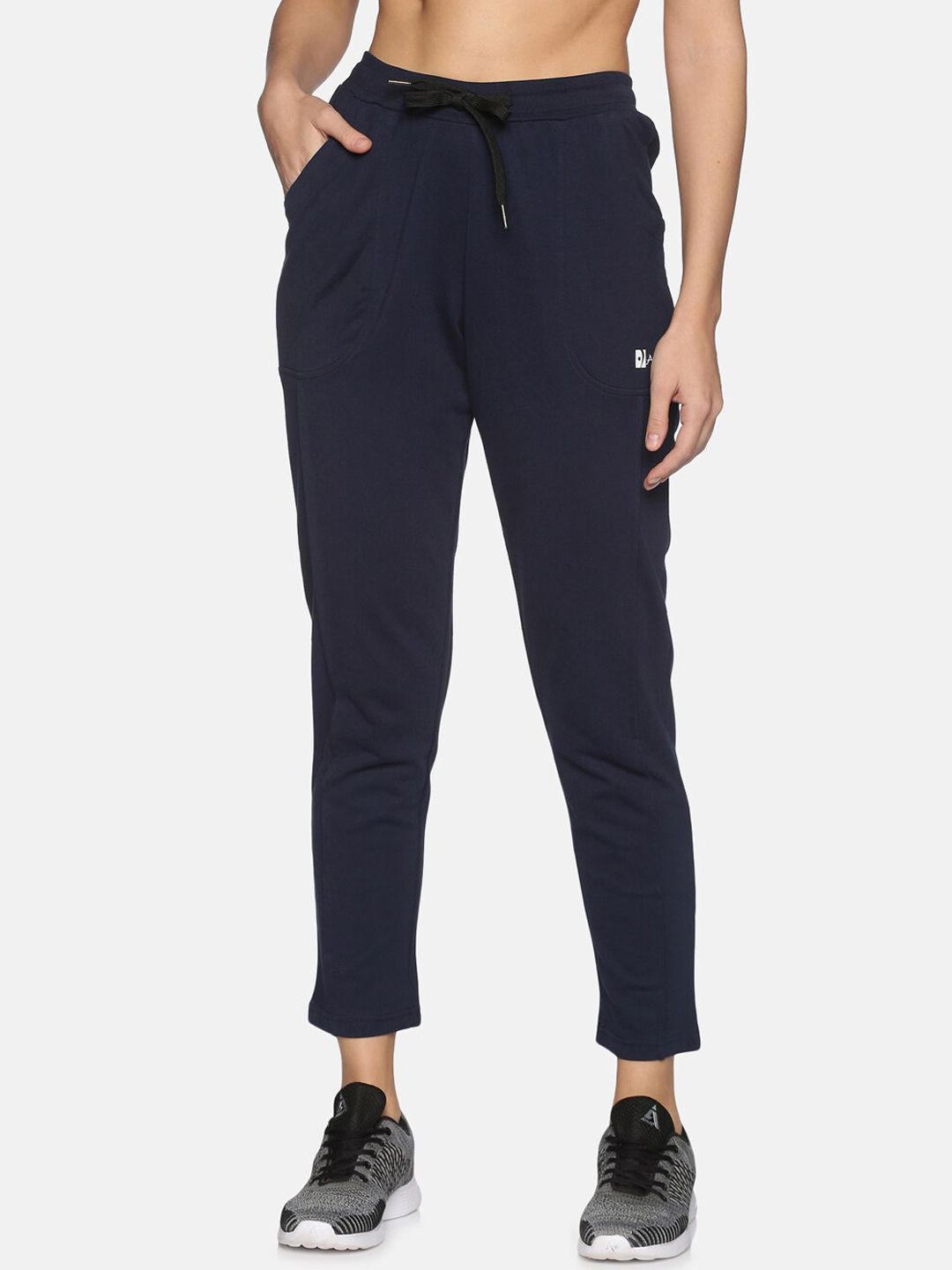 DAiSY Women Navy Blue Solid Pure Cotton Joggers Price in India