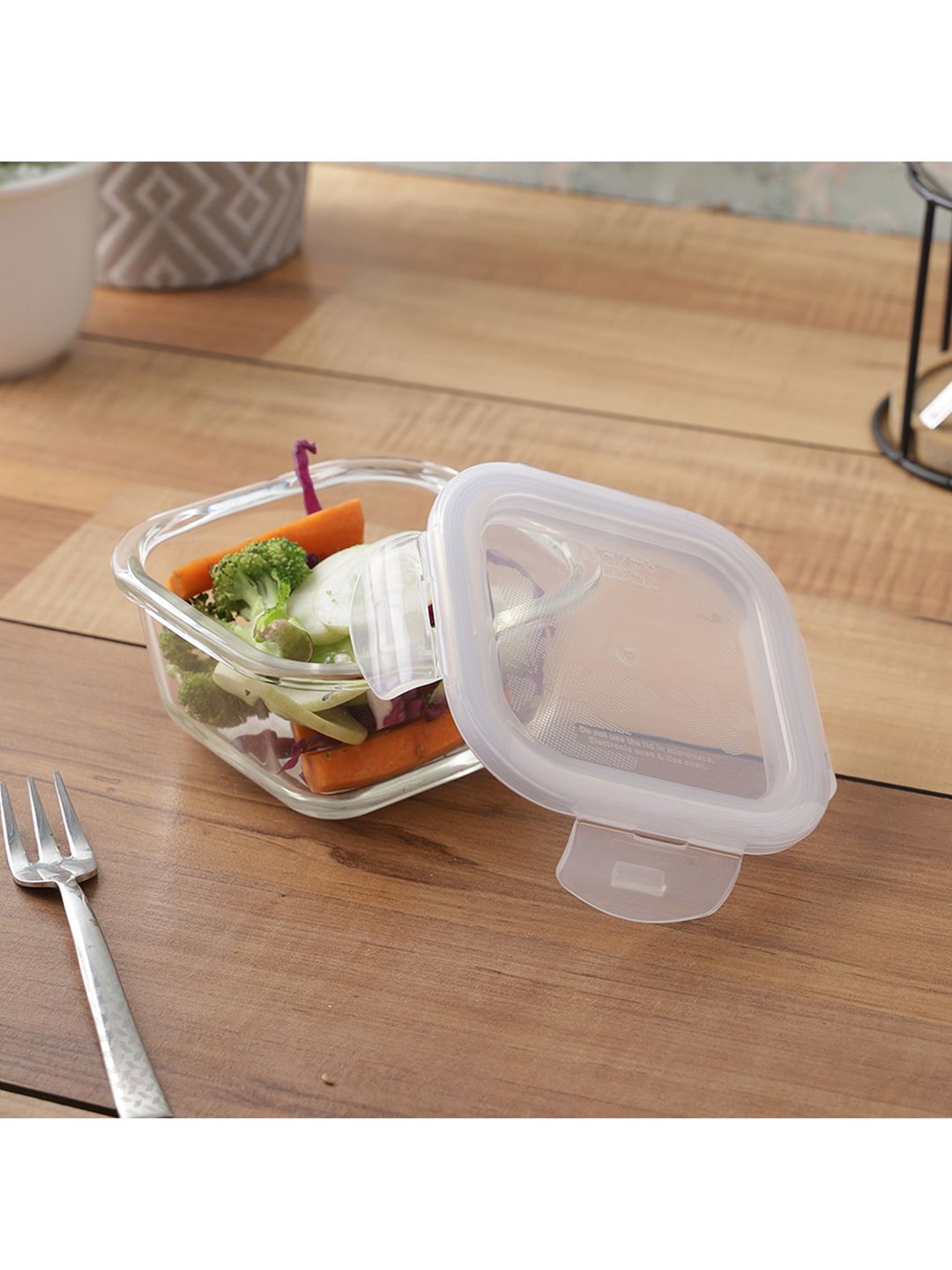 Lock & Lock Set Of 3 Transparent Solid Oven Glass Airtight Food Storage Containers Price in India