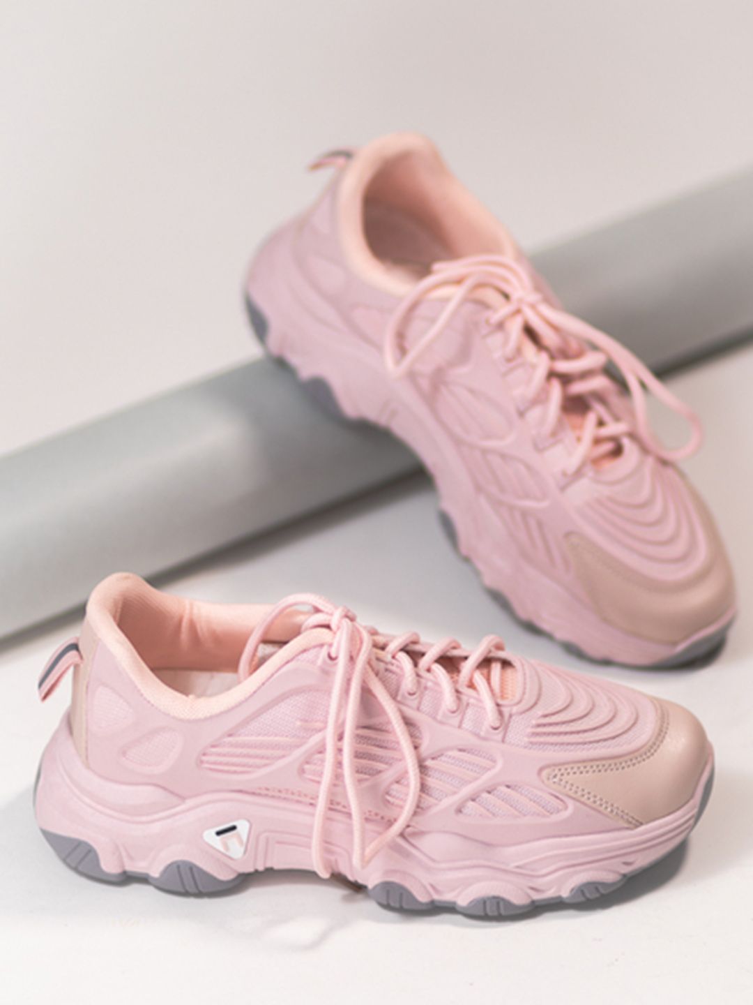 THE WHITE POLE Women Pink Textured Sneakers Price in India