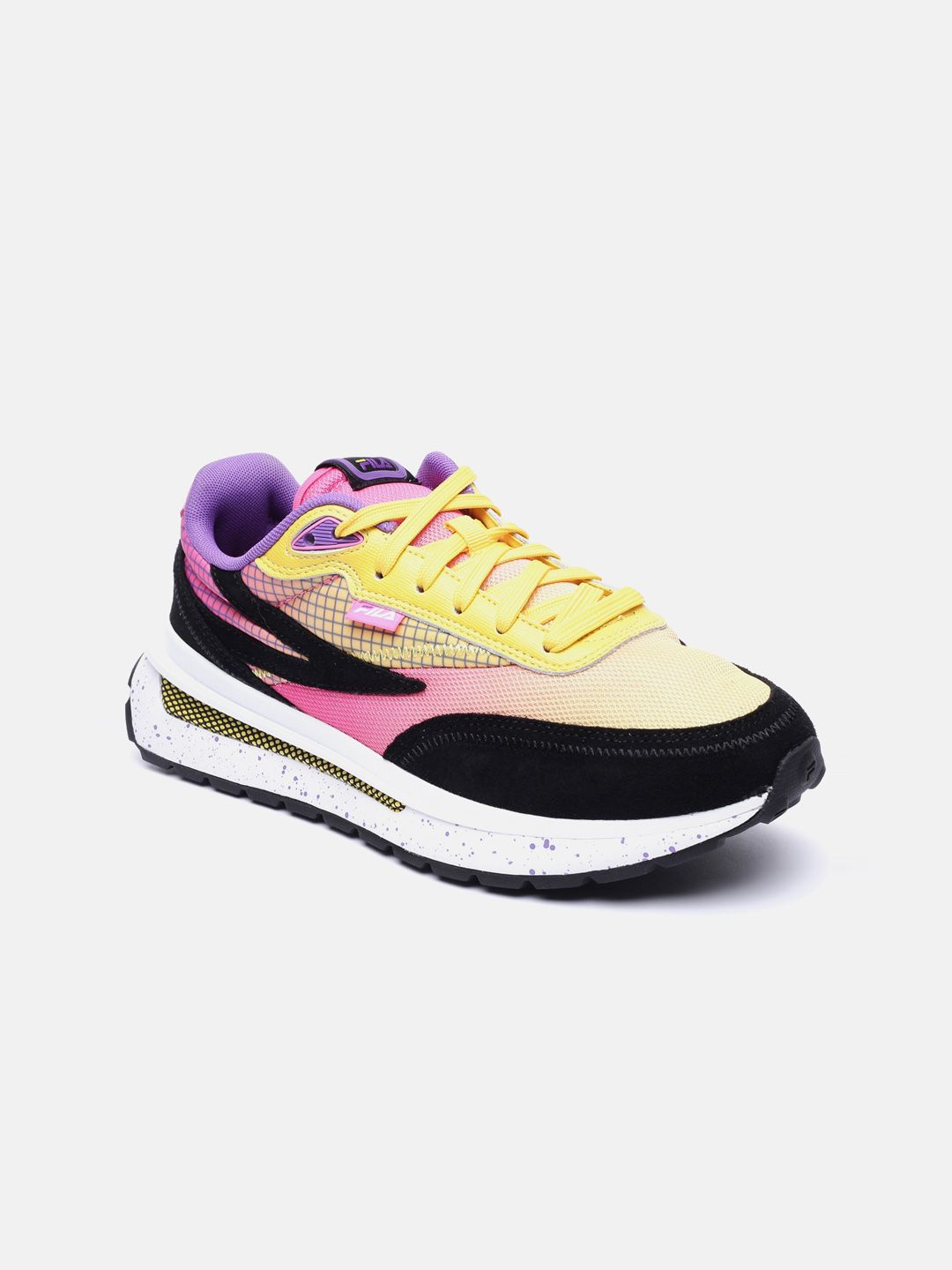 FILA Women Yellow & Pink Colourblocked PU Sneakers Price in India