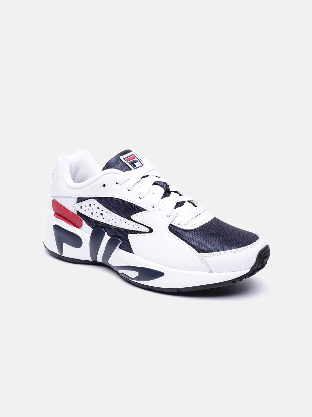 FILA Women White & Navy Blue Colourblocked PU Sneakers Price in India