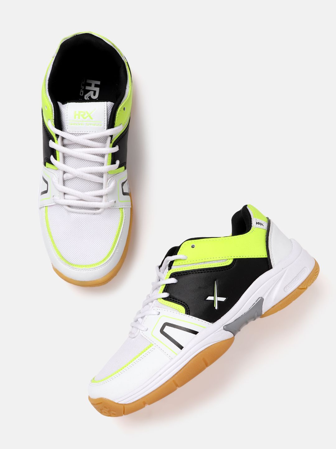 HRX by Hrithik Roshan Women White & Black Racquet Sports Non-Marking Court Shoes Price in India