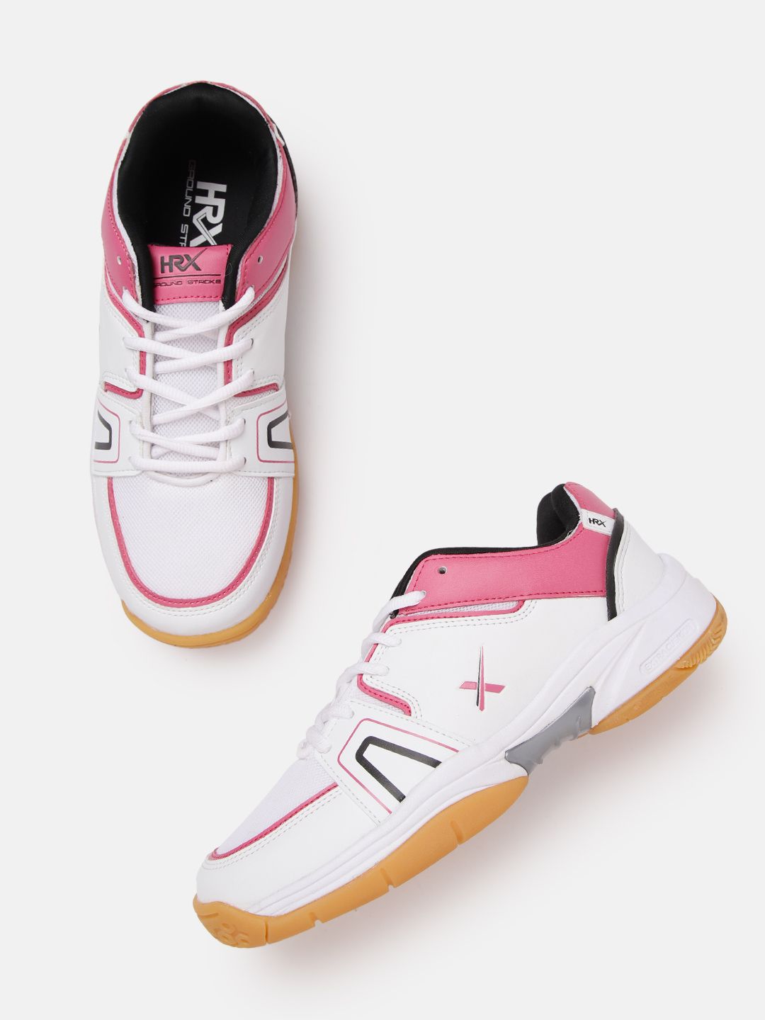 HRX by Hrithik Roshan Women White & Pink Colourblocked Walking Shoes Price in India