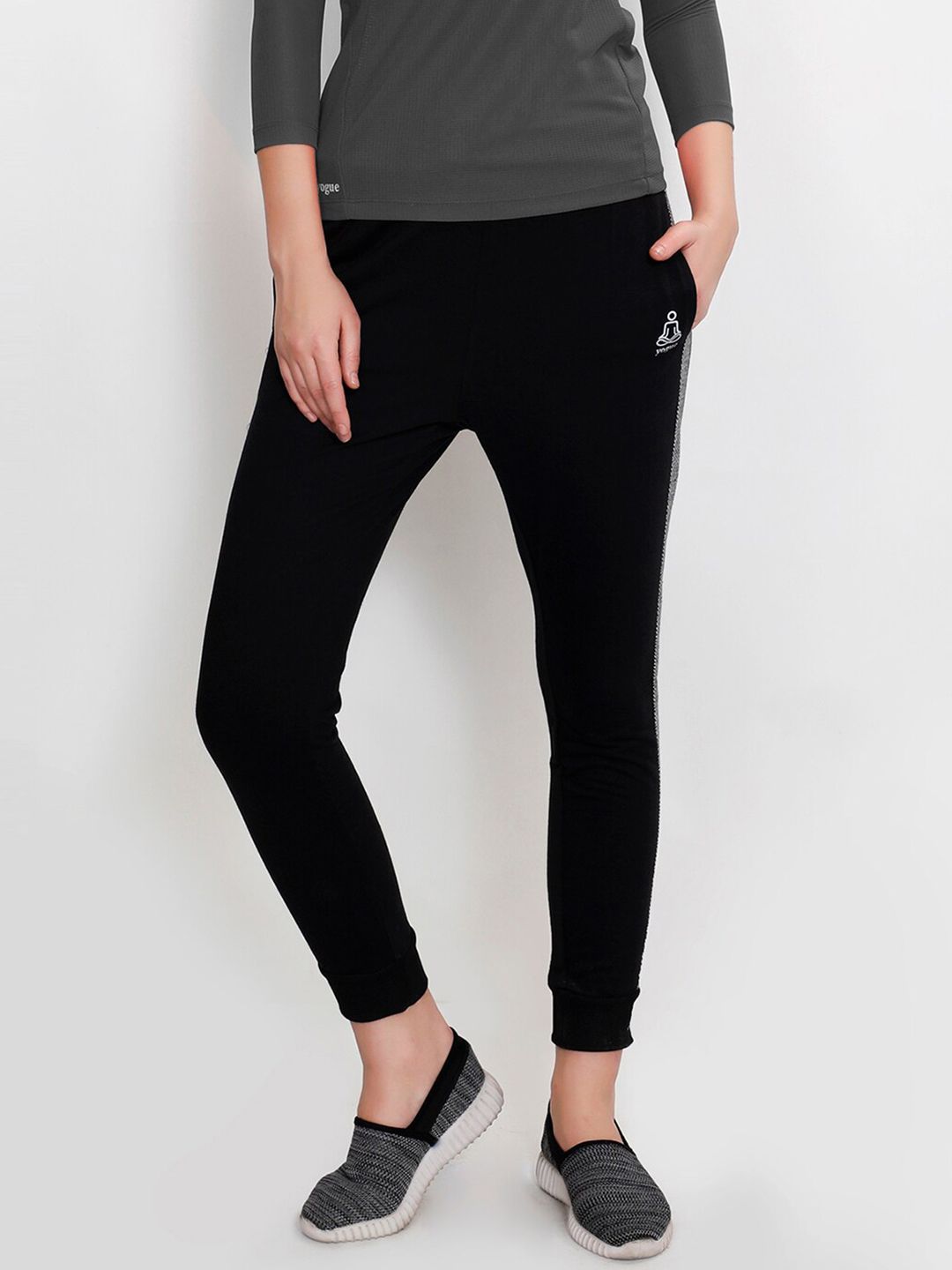 Yogue Activewear Women Black Solid Slim-Fit Joggers Price in India