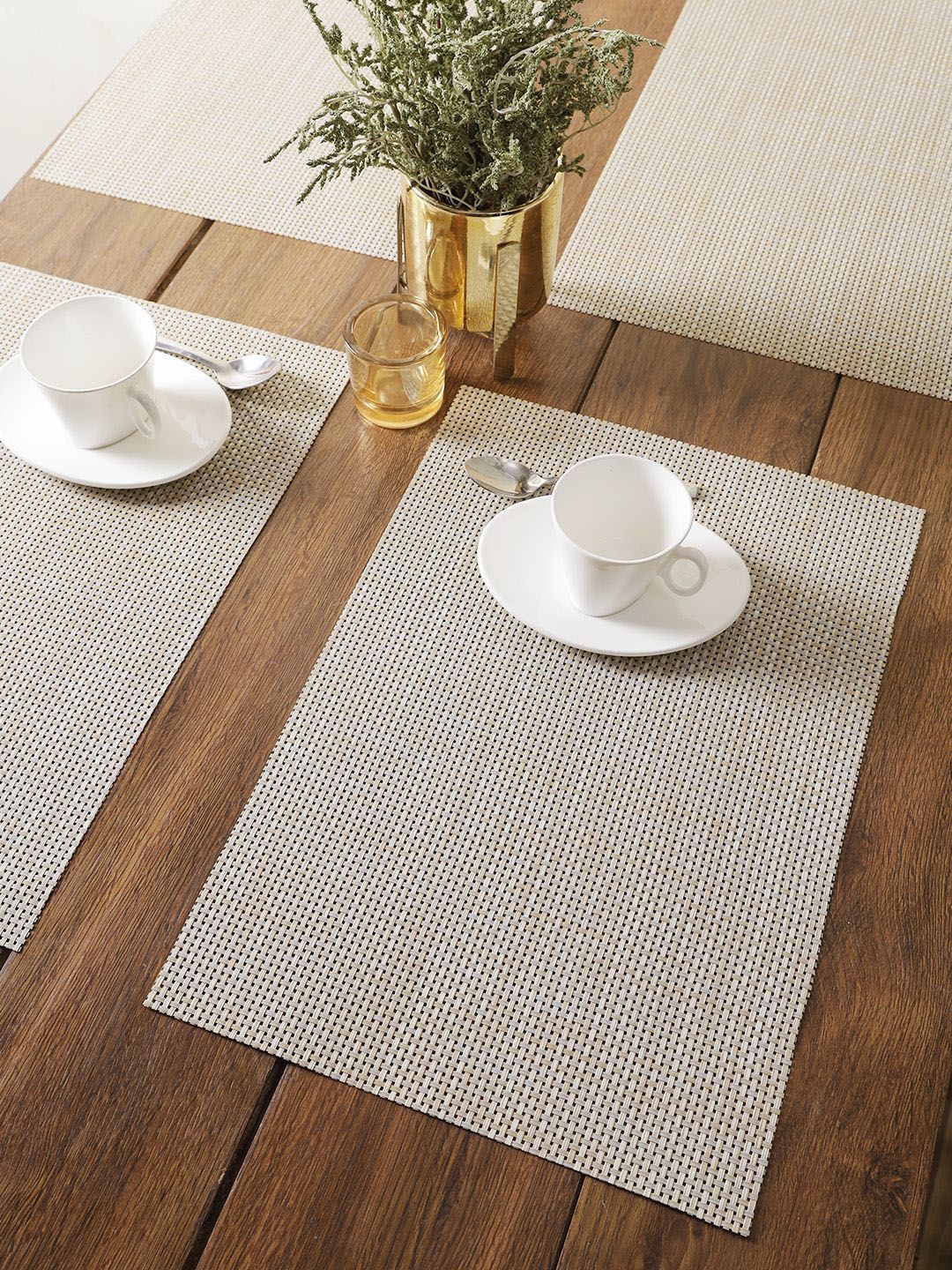 BIANCA Set Of 6 Beige Solid Table Placemats Price in India