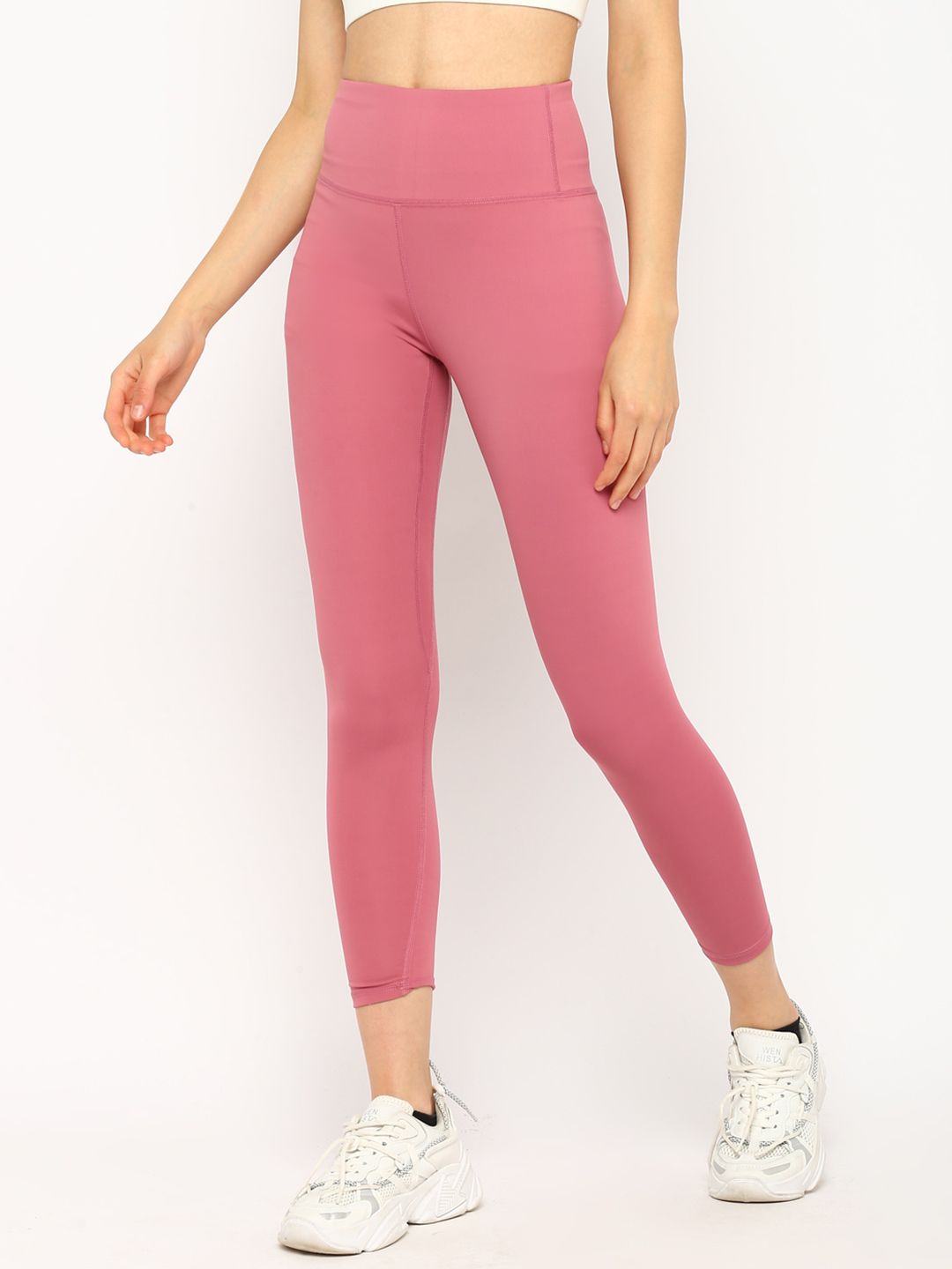 JerfSports Women Pink Solid Tights Price in India