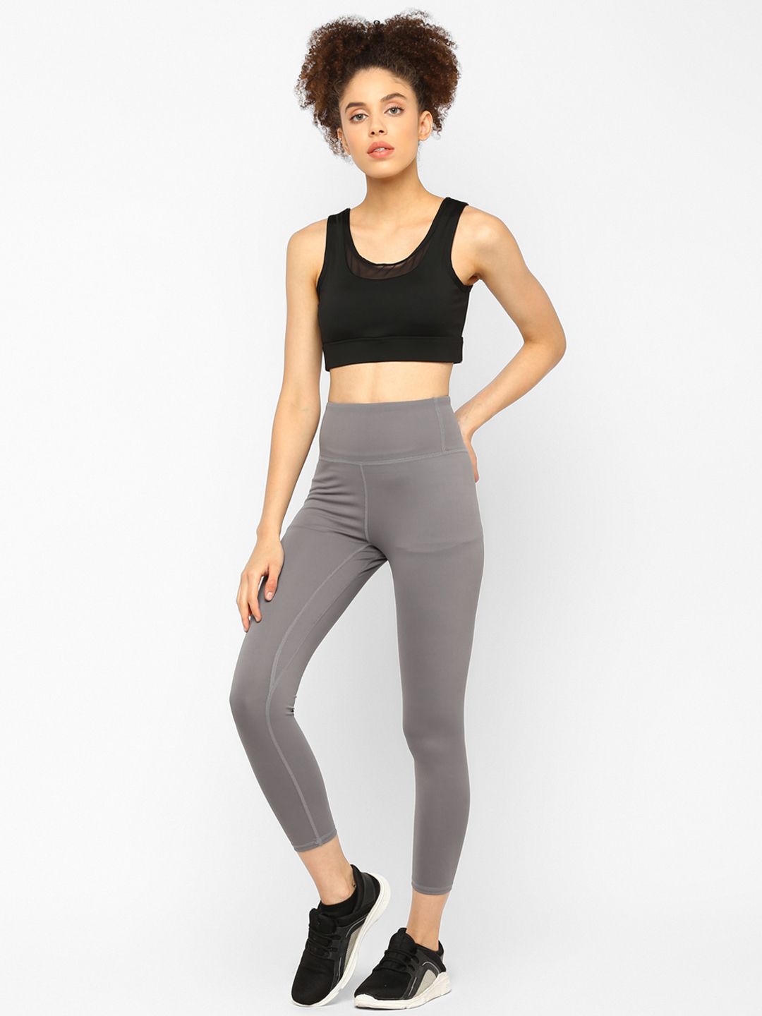 JerfSports Women Black & Grey Solid Atheleisure Set Price in India