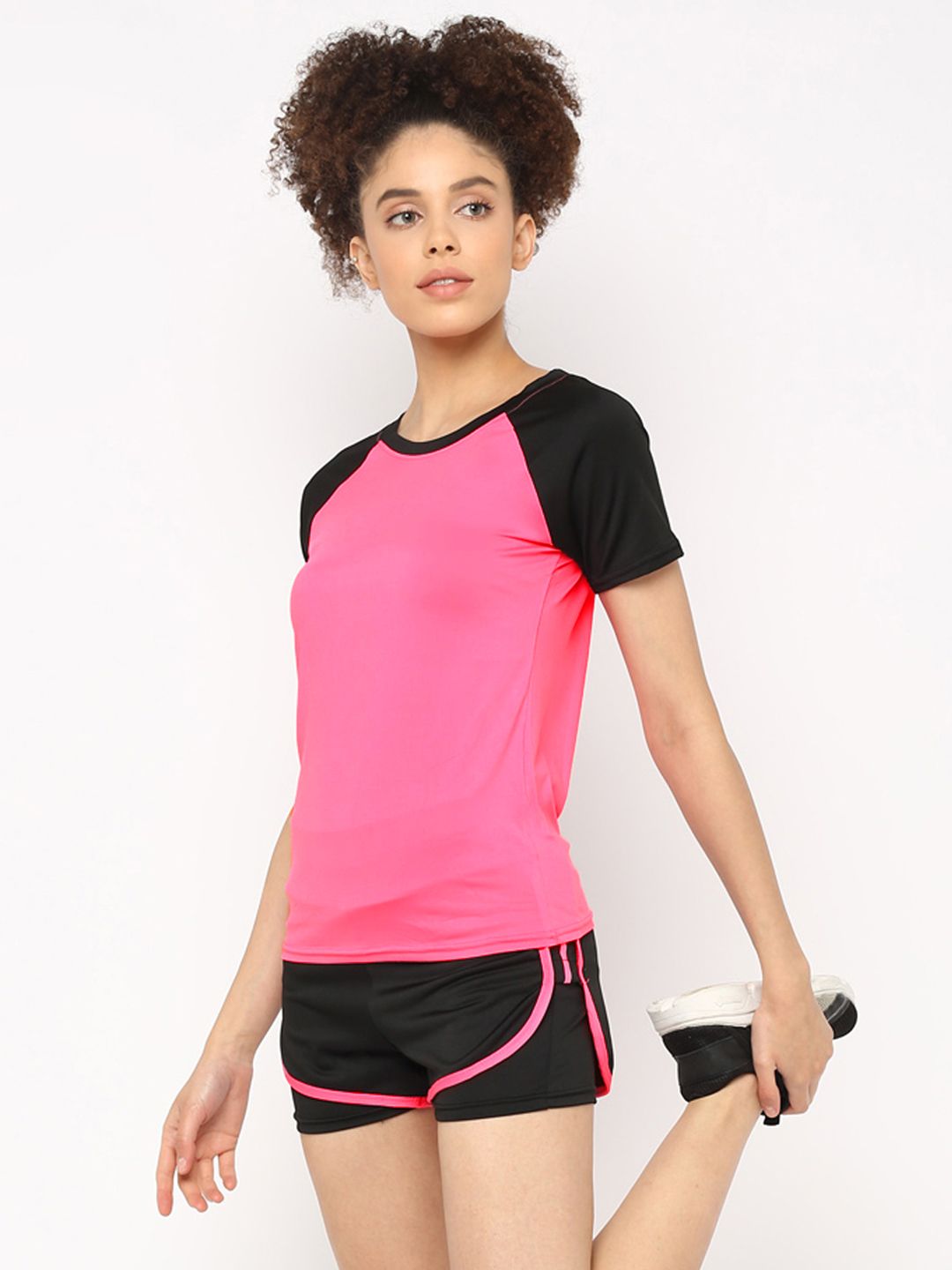 JerfSports Women Pink & Black Solid Tracksuit Price in India