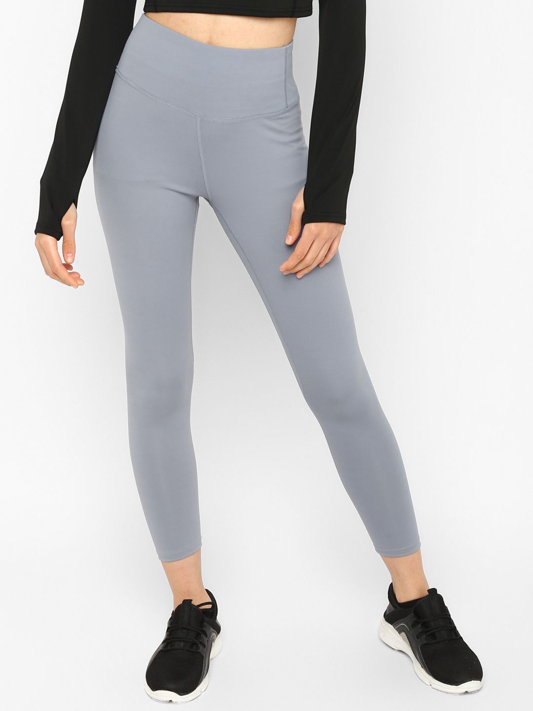 JerfSports Women Grey Solid Tights Price in India