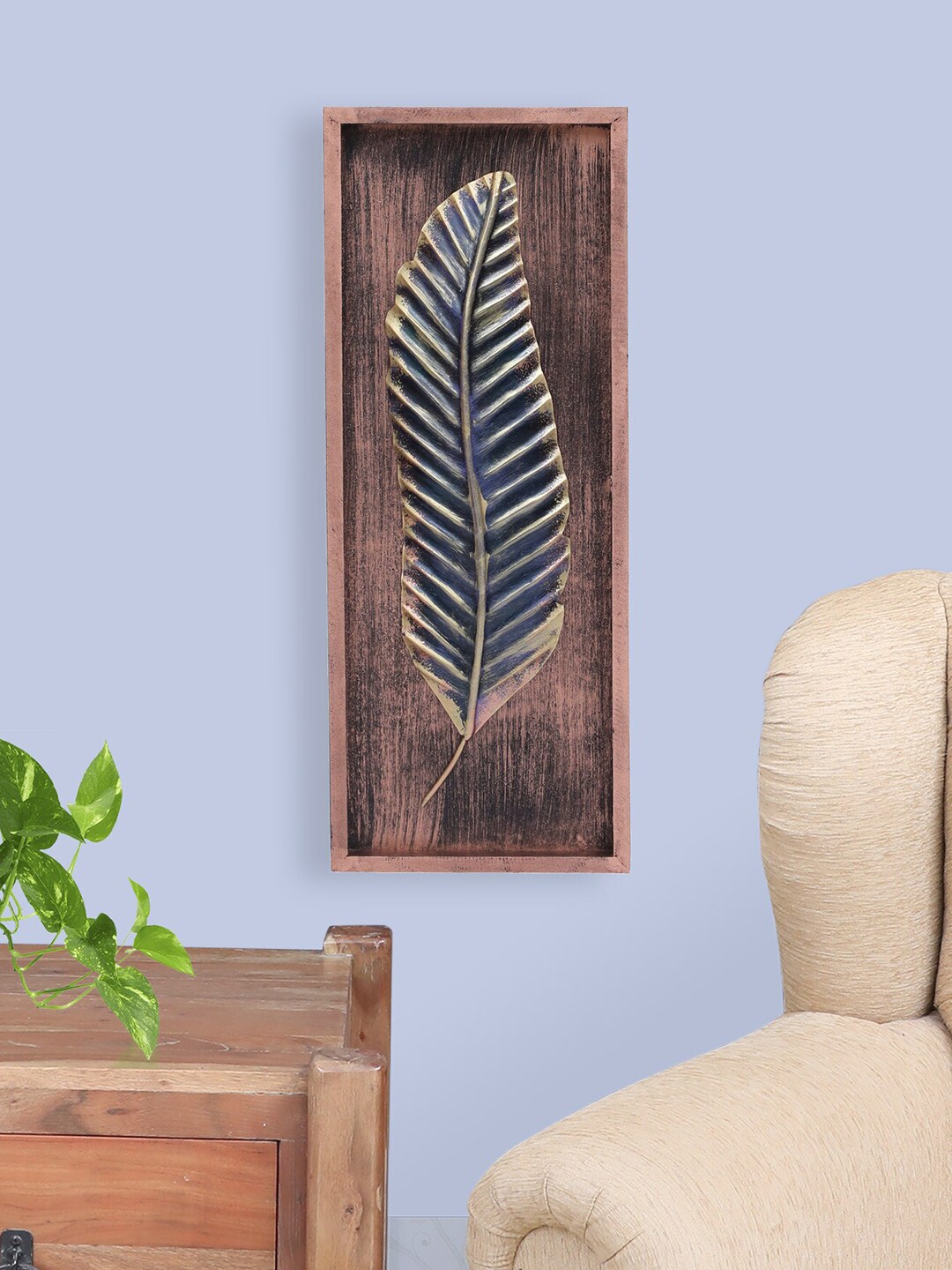vedas Metallic-Toned & Brown Leaf Wall Decor Price in India