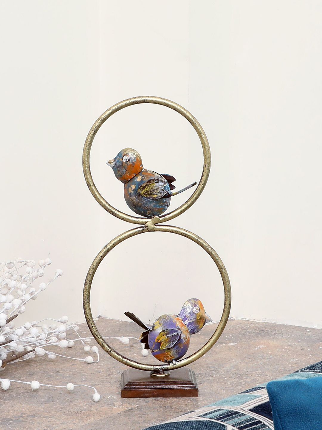 vedas Metallic-Toned & Blue T-Alisa Bird Table Decor Showpieces Price in India