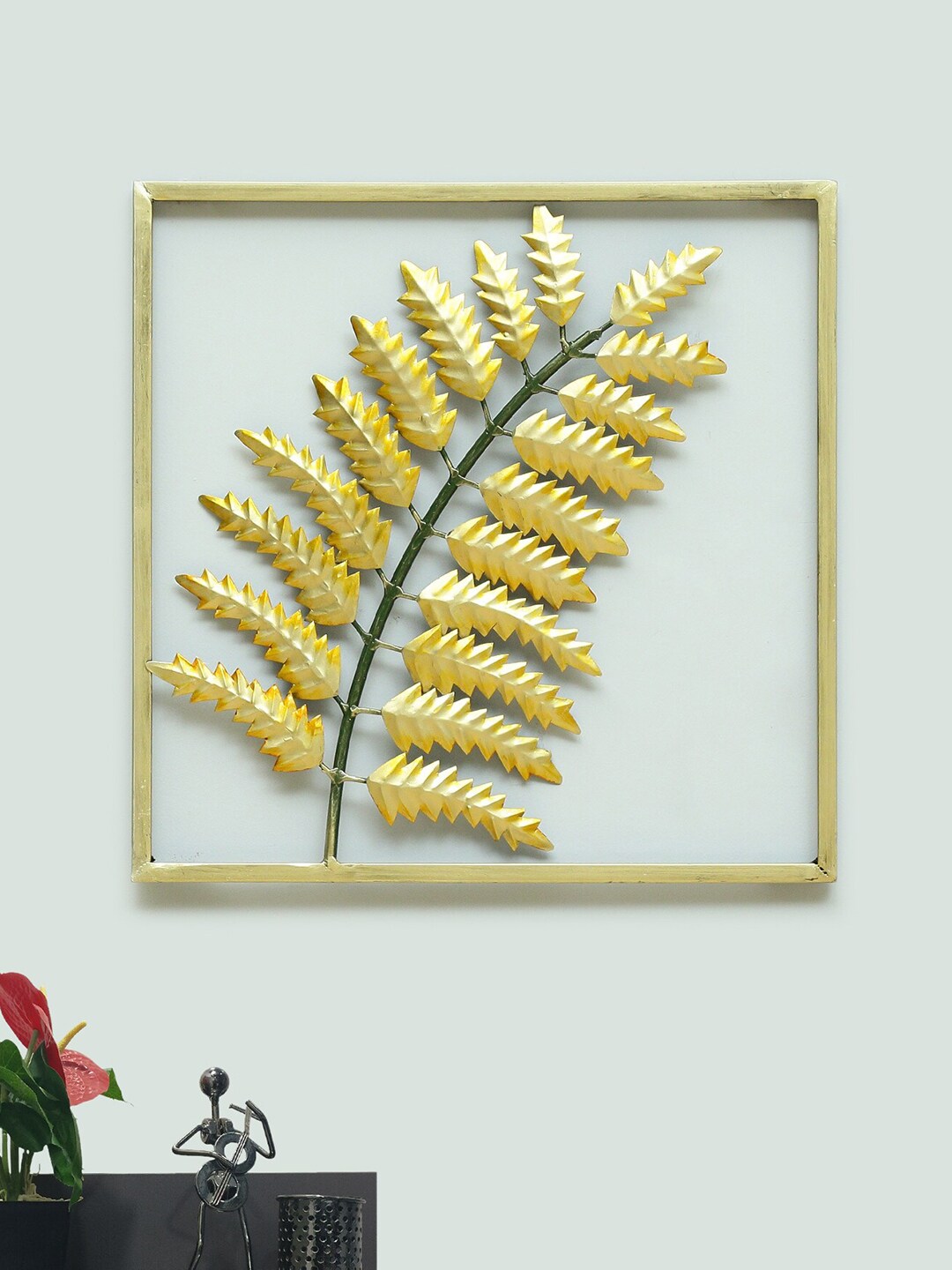 vedas Metallic-Toned Textured Gold Leaf Wall Decor Price in India