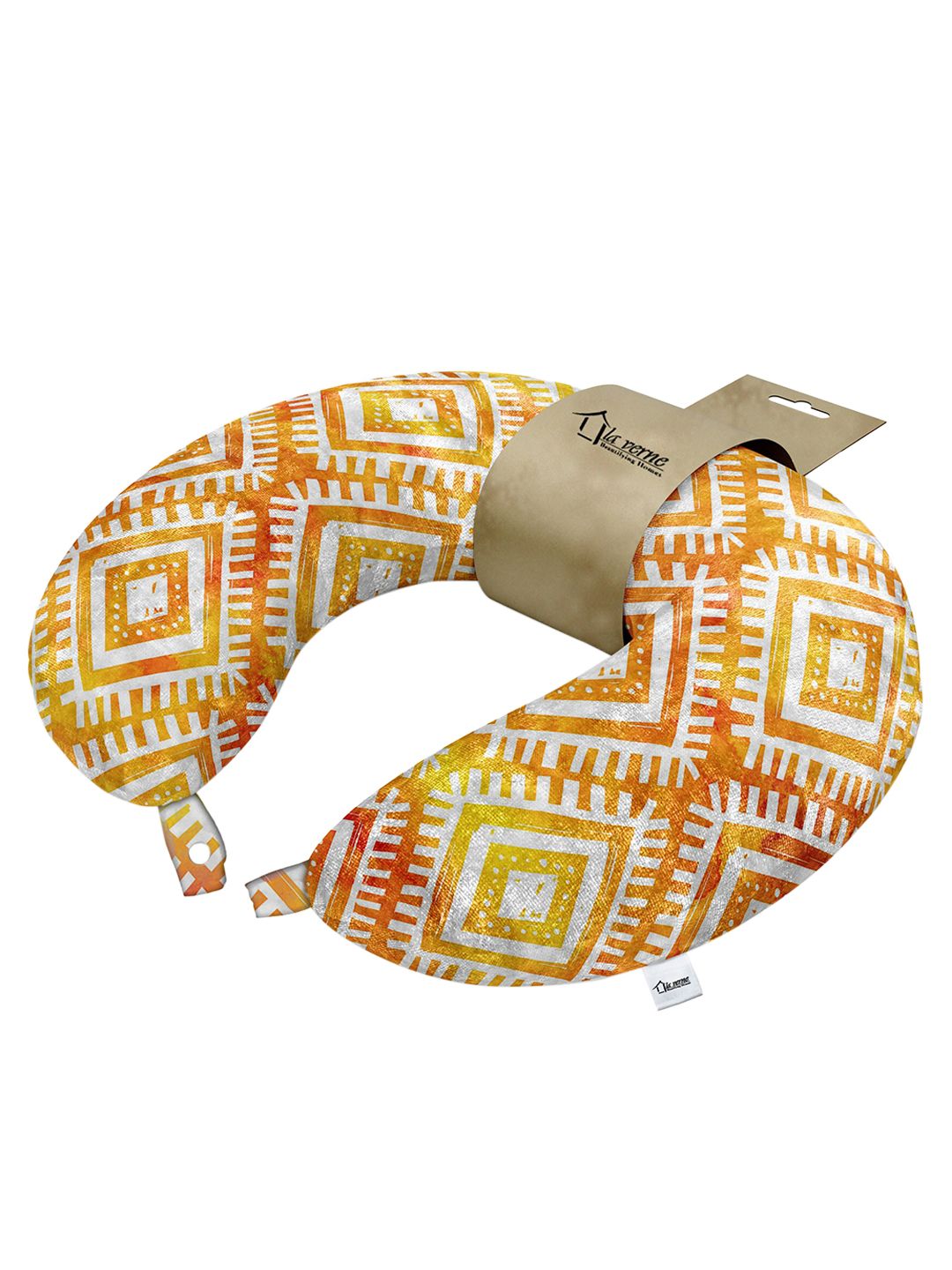 LA VERNE Orange & Beige Travel Neck Pillow Price in India