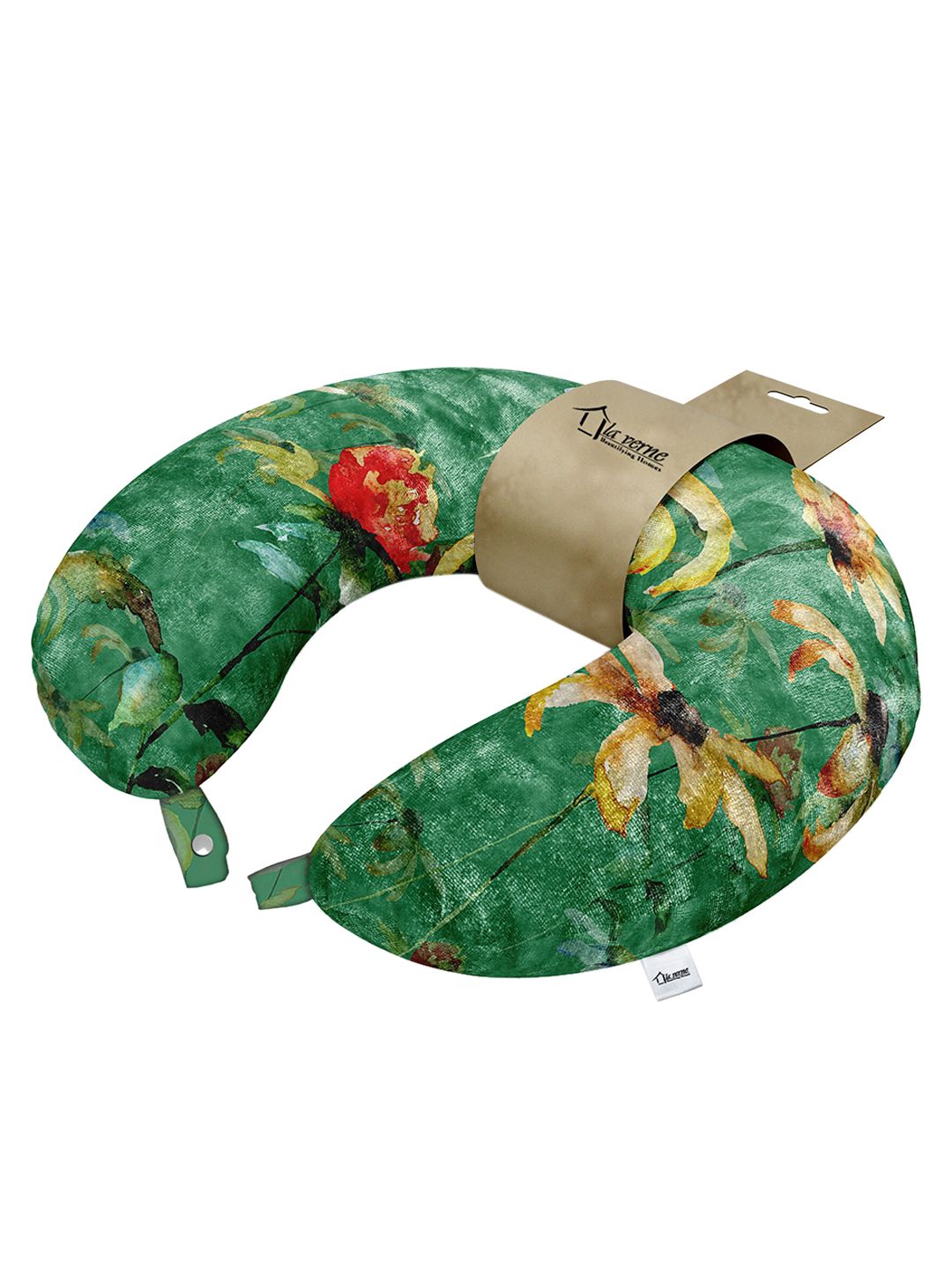 LA VERNE Green & Red Printed Travel Neck Pillow Price in India