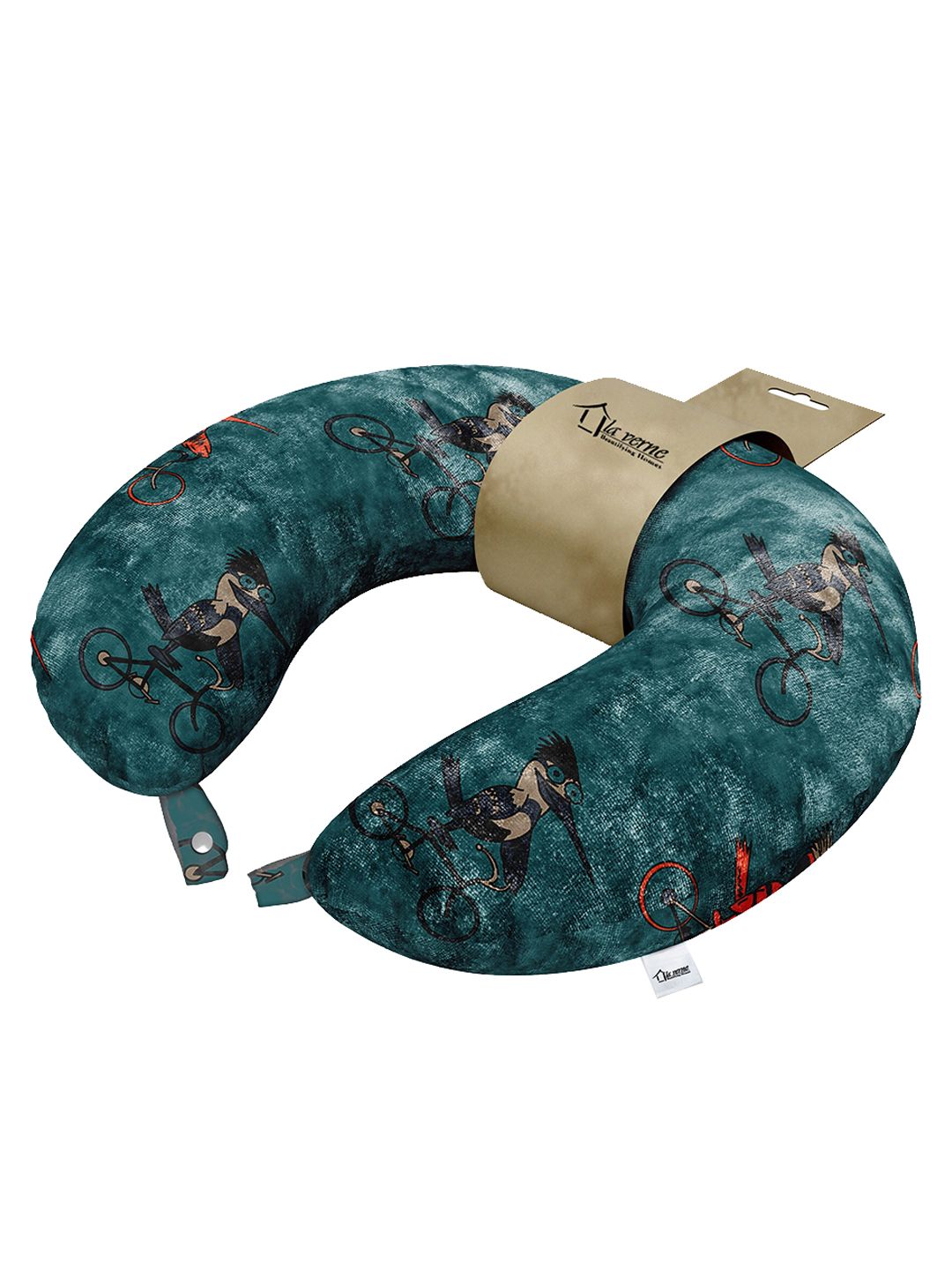 LA VERNE Green Printed Travel Neck Pillow Price in India