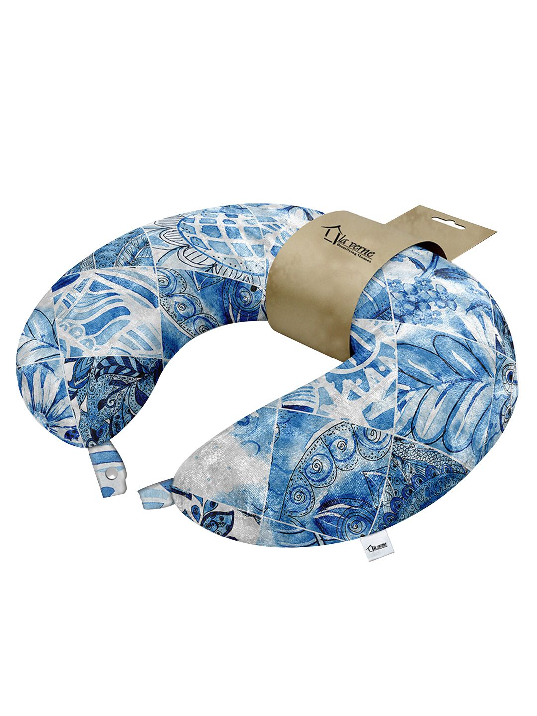 LA VERNE Blue Printed Travel Neck Pillow Price in India