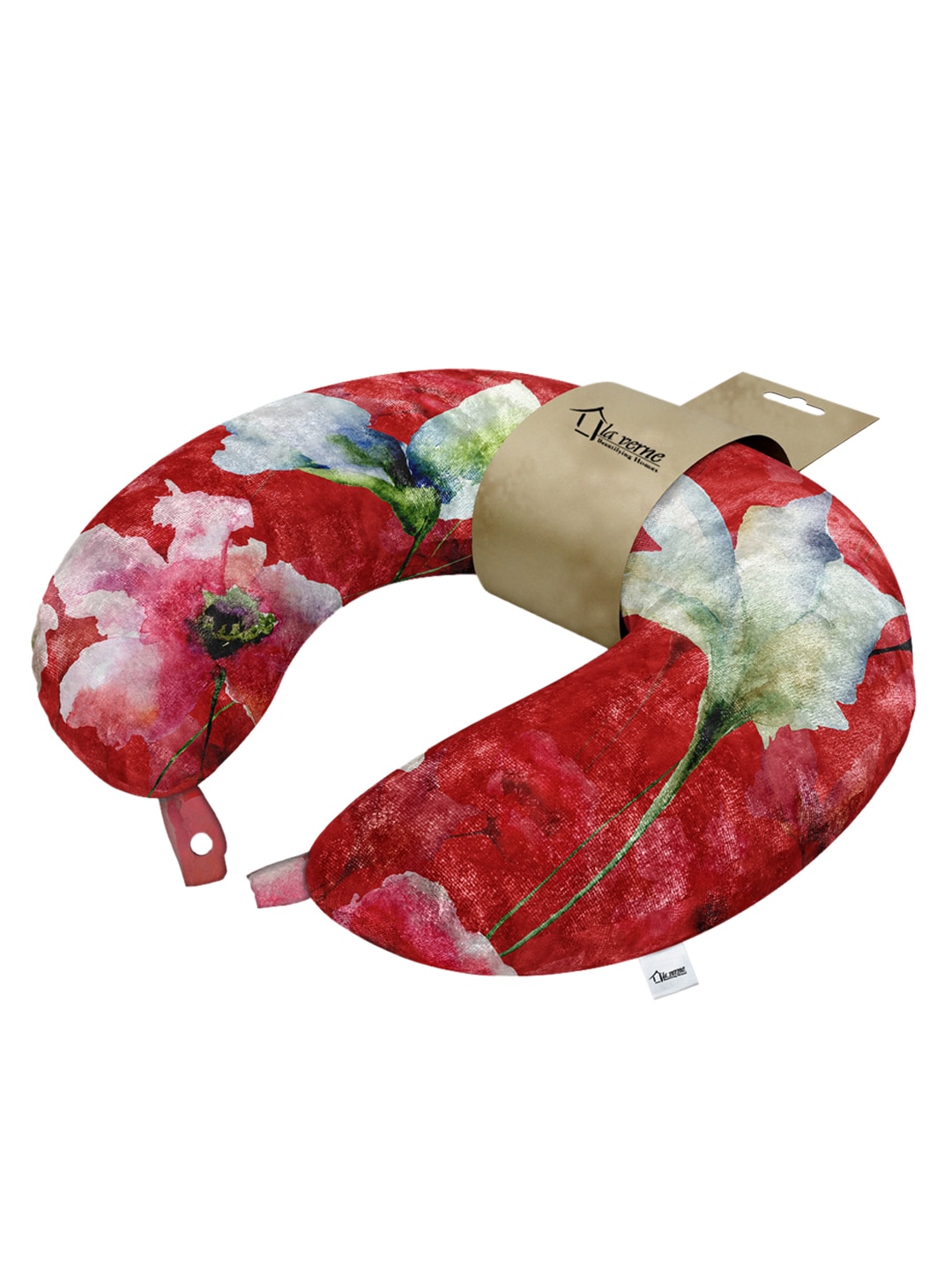 LA VERNE Red Printed Travel Neck Pillow Price in India