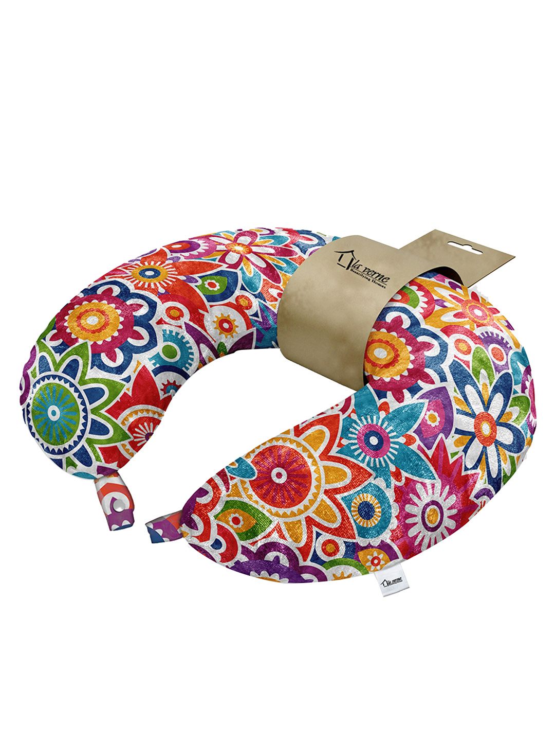 LA VERNE Red And Blue Printed Travel Neck Pillow Price in India