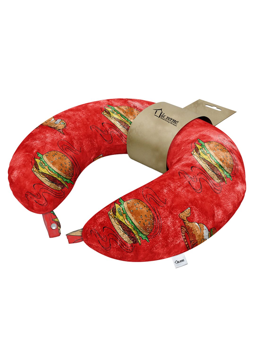 LA VERNE Red Printed Travel Neck Pillow Price in India